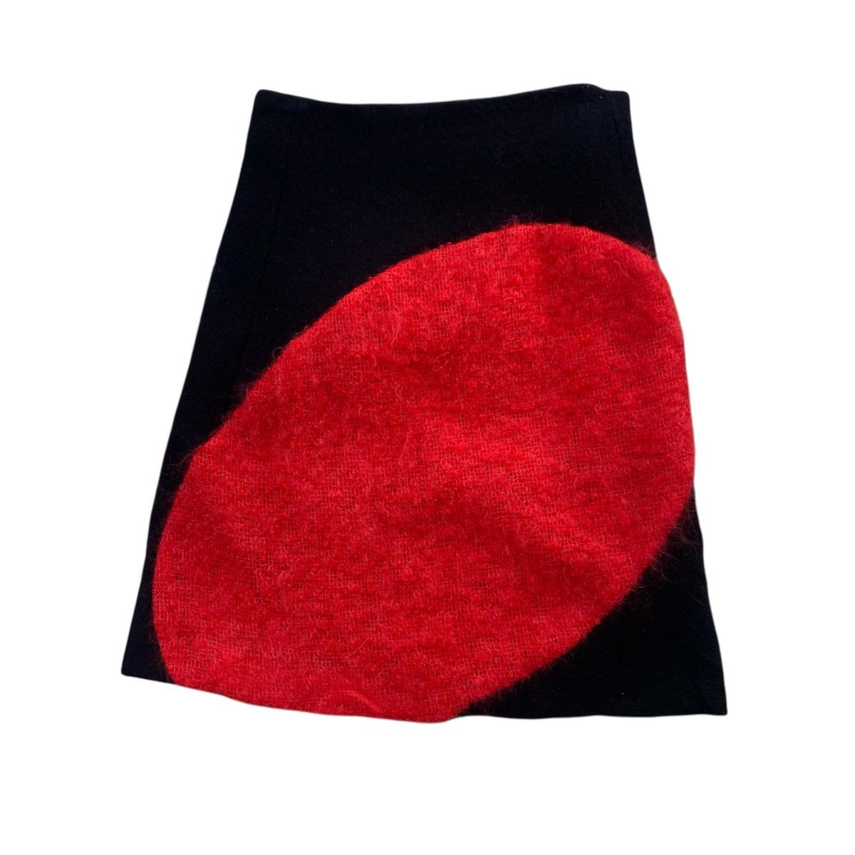 Dirk Van Saene Dirk Van Saene FW2007 Red Mohair Appliqué Skirt Size 26" / US 2 / IT 38 - 2 Thumbnail