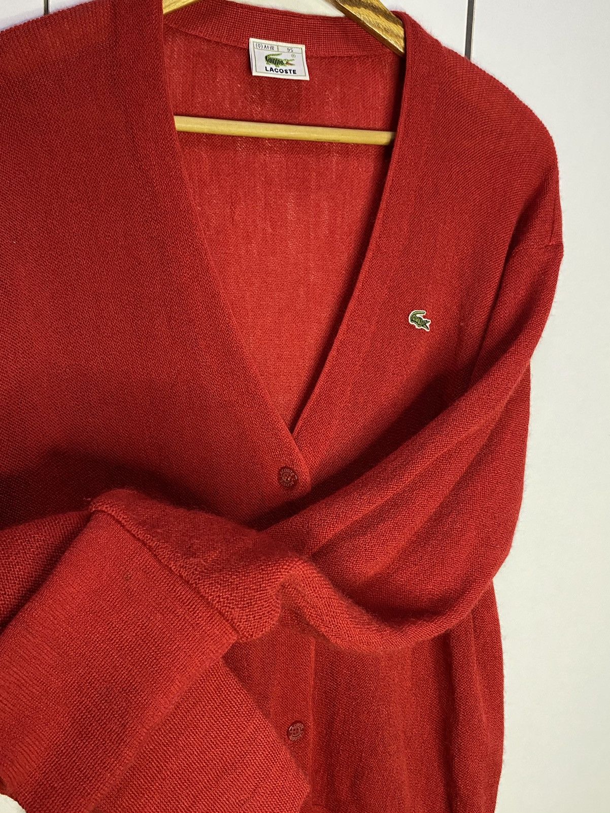 Lacoste Lacoste Relaxed Fit Wool Cardigan | Red Size S / US 4 / IT 40 - 3 Thumbnail