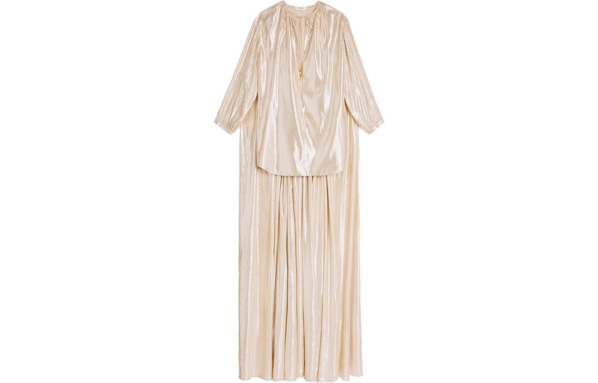 Celine o1w1db10925 2R60J071N Long Sleeved Dress in Gold Size M / US 6-8 / IT 42-44 - 1 Thumbnail