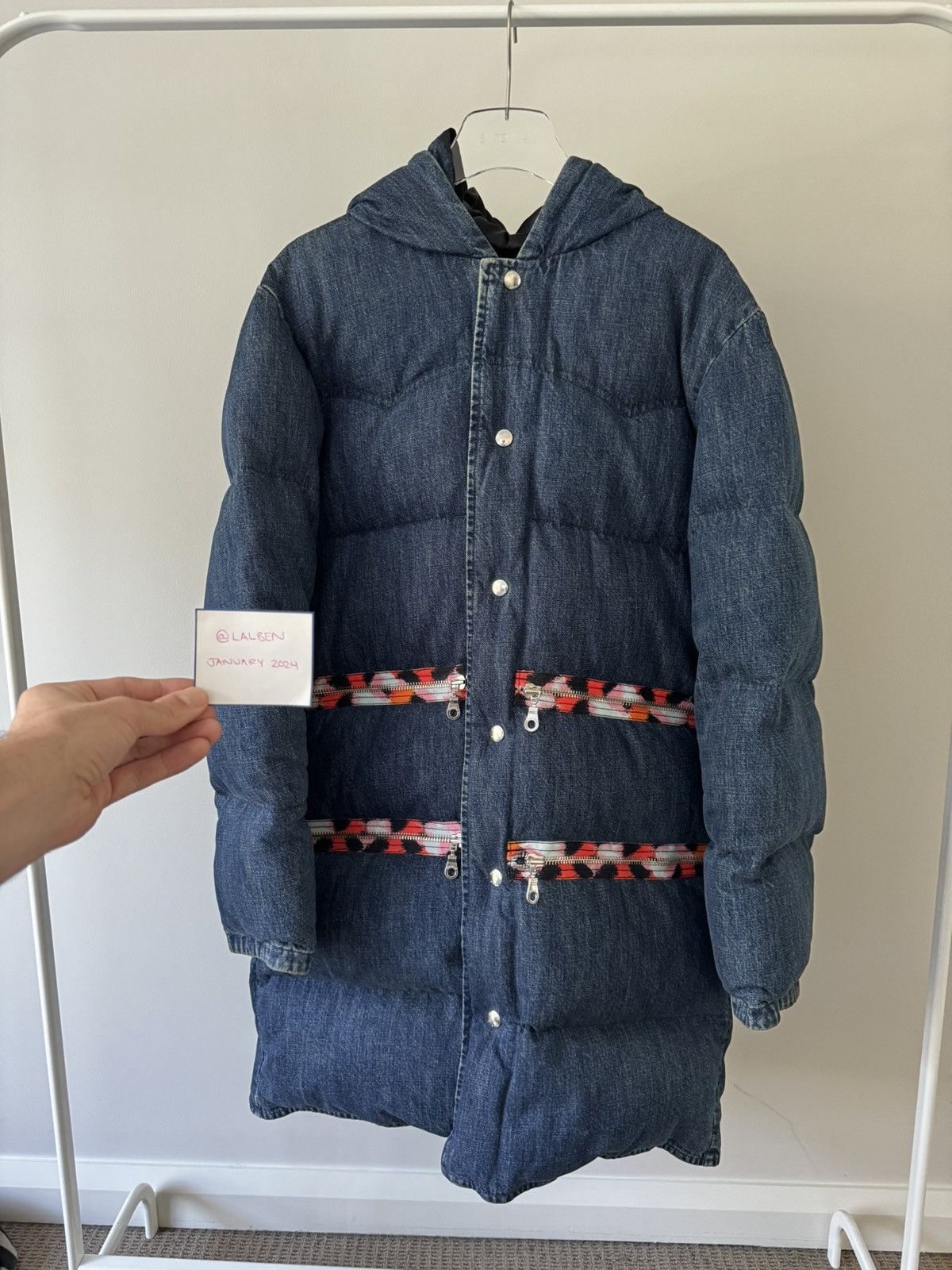 image of Kenzo H&m Denim Puffer Jacket in Blue, Men's (Size Medium)