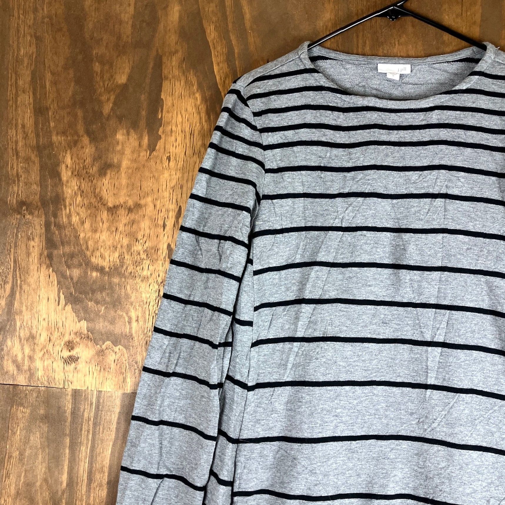 Vintage J Jill Women Dress Gray Black Striped Long Sleeve Tunic Pocket Modal Blend M Knit Sweater Dress Casual Workwear Size M / US 6-8 / IT 42-44 - 4 Thumbnail