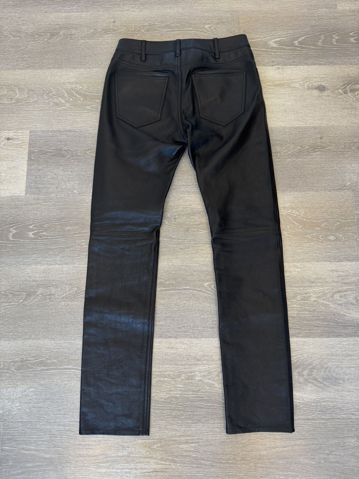 Celine Celine Black Lamb Leather Lou Straight Leg Pants Size US 29 - 17 Thumbnail