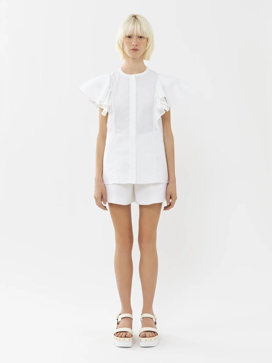 Chloe o1loc1c0625 Wing Sleeve Top in White Size L / US 10 / IT 46 - 2 Thumbnail