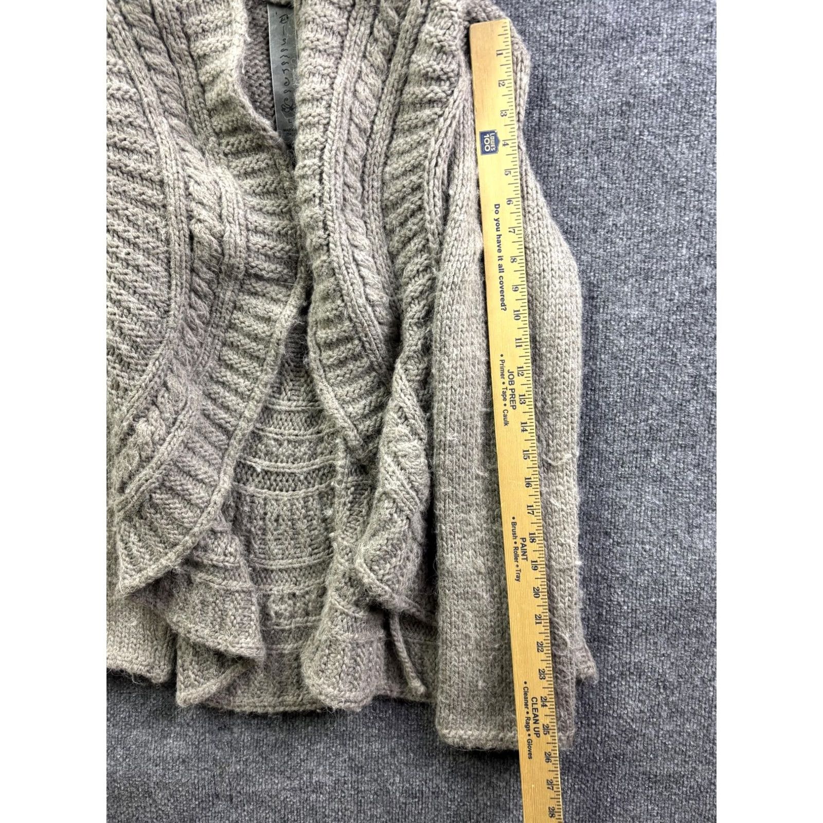 Vintage Elsamanda Cable Knit Cardigan Sweater Womens L Gray Ruffle Alpaca Wool Italy Size L / US 10 / IT 46 - 3 Thumbnail