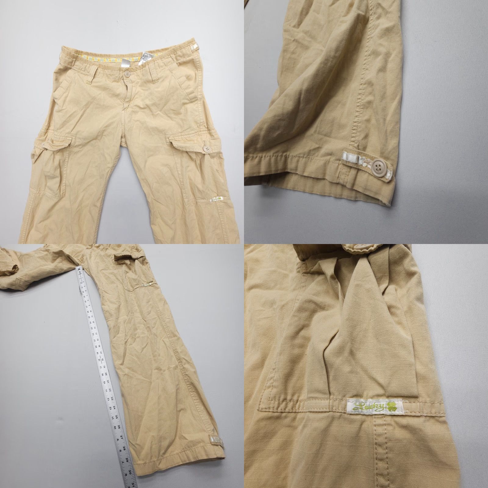 Lucky Brand VINTAGE Lucky Brand Dungarees Cargo Pants Womens 28 Tan 90s USA Baggy Low Rise Size 28" / US 6 / IT 42 - 8 Thumbnail