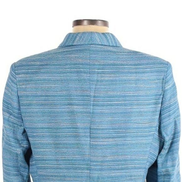 Vtg 80's Nicola Blue Striped Boyfriend Blazer Sz 12 Single B