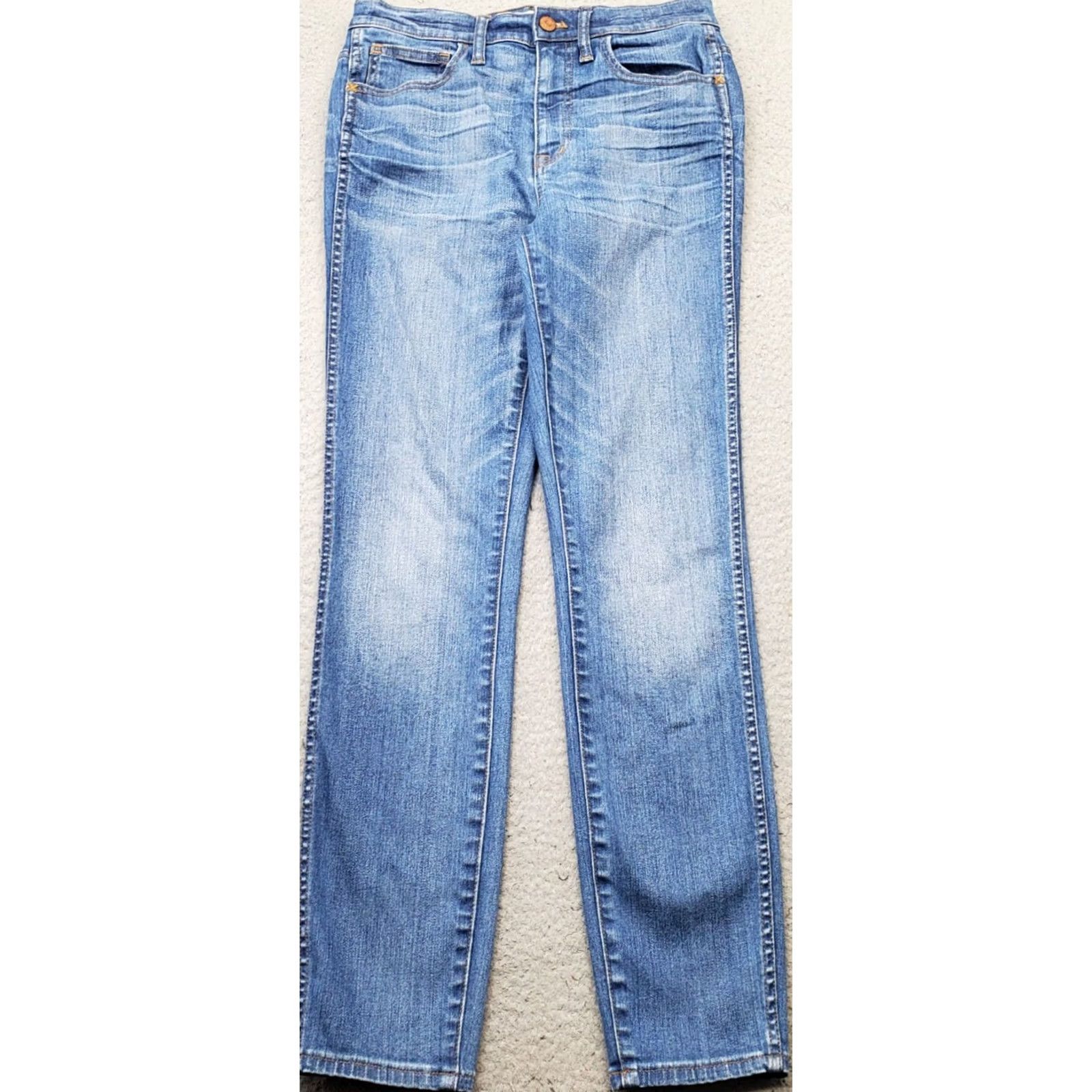 Madewell Madewell Skinny Jeans Womens 28 Blue Denim Stretch Faded Whiskered 10" High Rise Jeans Womens 28 Blue Denim Stretch Skinny Size 28" / US 6 / IT 42 - 2 Thumbnail