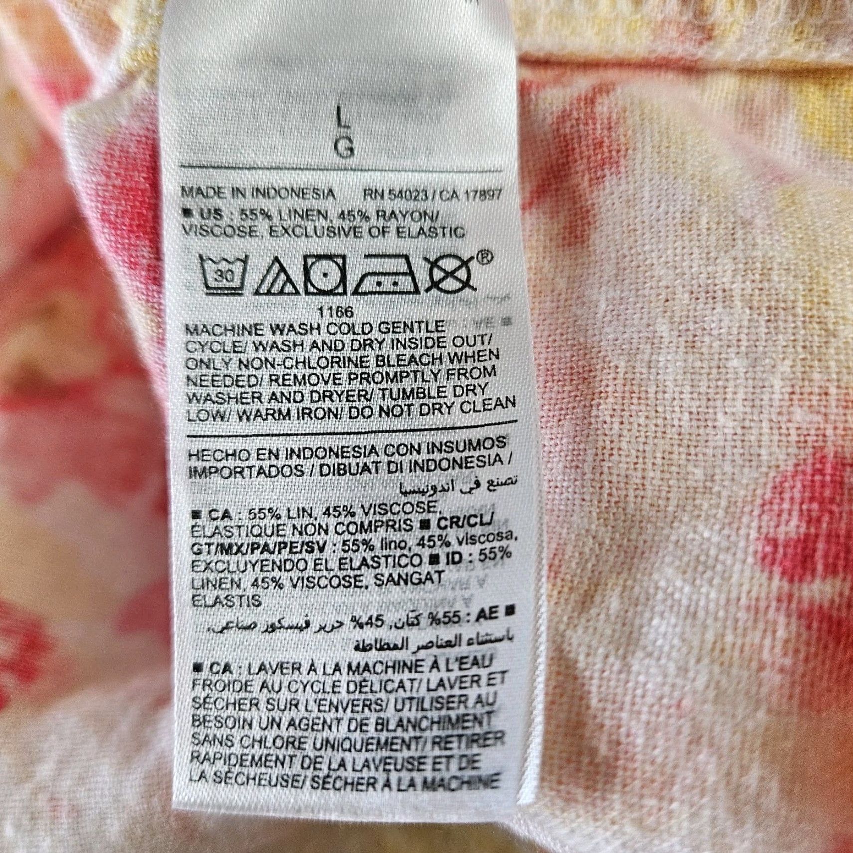 Old Navy Old Navy Womens Dress XL Pink Yellow Linen Blend Shoulder Ties Smocked Sundress Short Sleeveless Ul Floral Pattern Size XL / US 12-14 / IT 48-50 - 4 Thumbnail