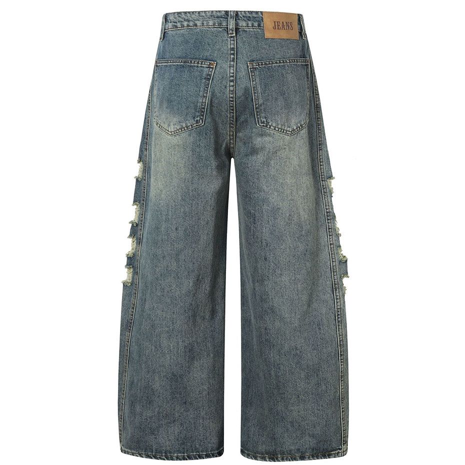 Japanese Brand × Jean Vintage Blue Baggy Ripped Loose Jeans Size US 33 - 2 Thumbnail
