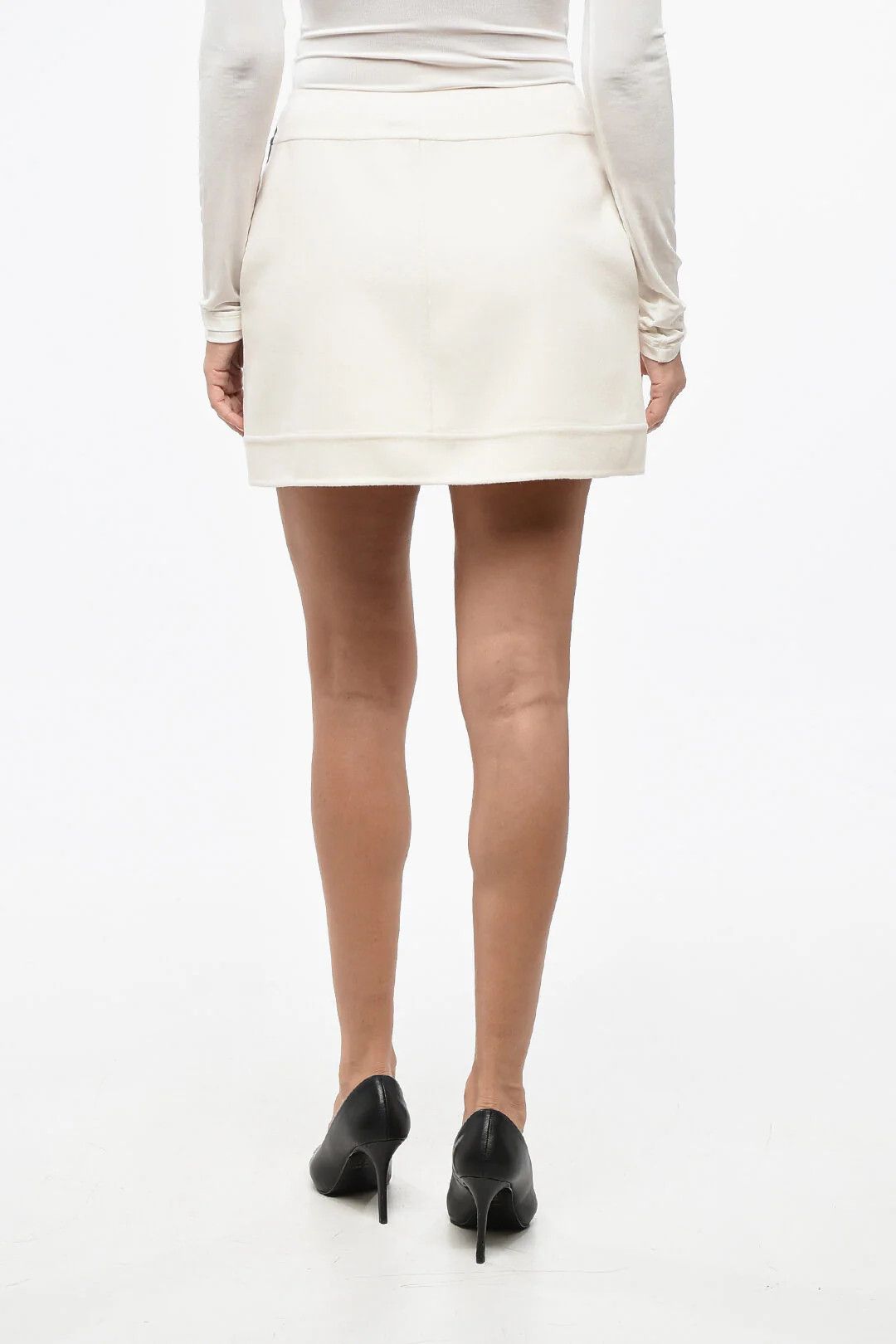 Dior o1mm0326 Wool-Blend Mini Skirt in White Size 27" / US 4 / IT 40 - 2 Thumbnail