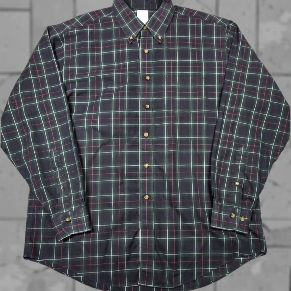 Brooks Brothers Brooks Brothers Button Up Shirt L Regular Fit Blue Plaid Long Sleeve - Men's Button-Down OCBD Oxford Office Shirt Size US L / EU 52-54 / 3 - 1 Thumbnail