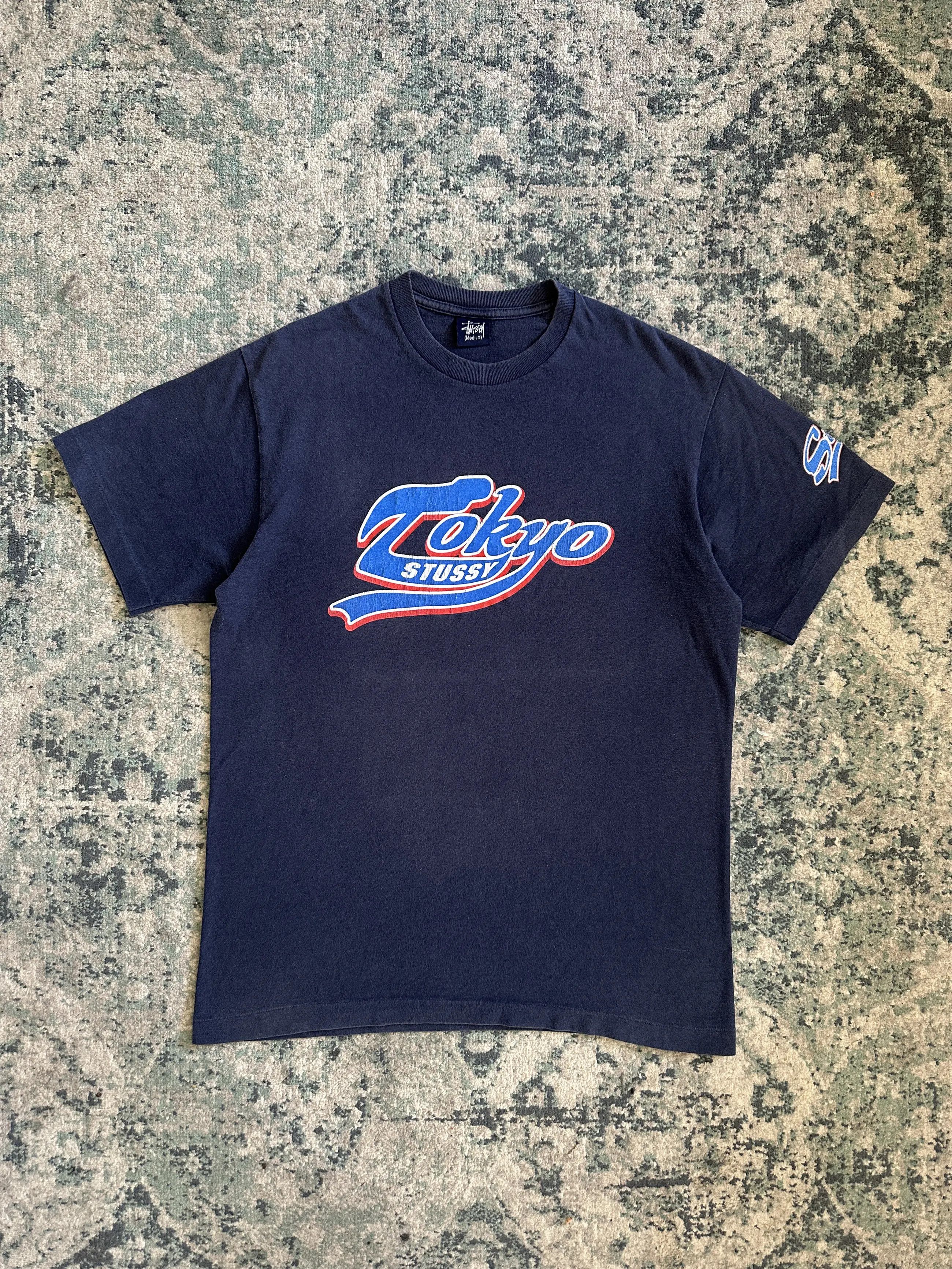 【STUSSY SU24'】Stussy Wave SS Crew Stussy Wave Cotton Crew Blue Men's - SS24 - US