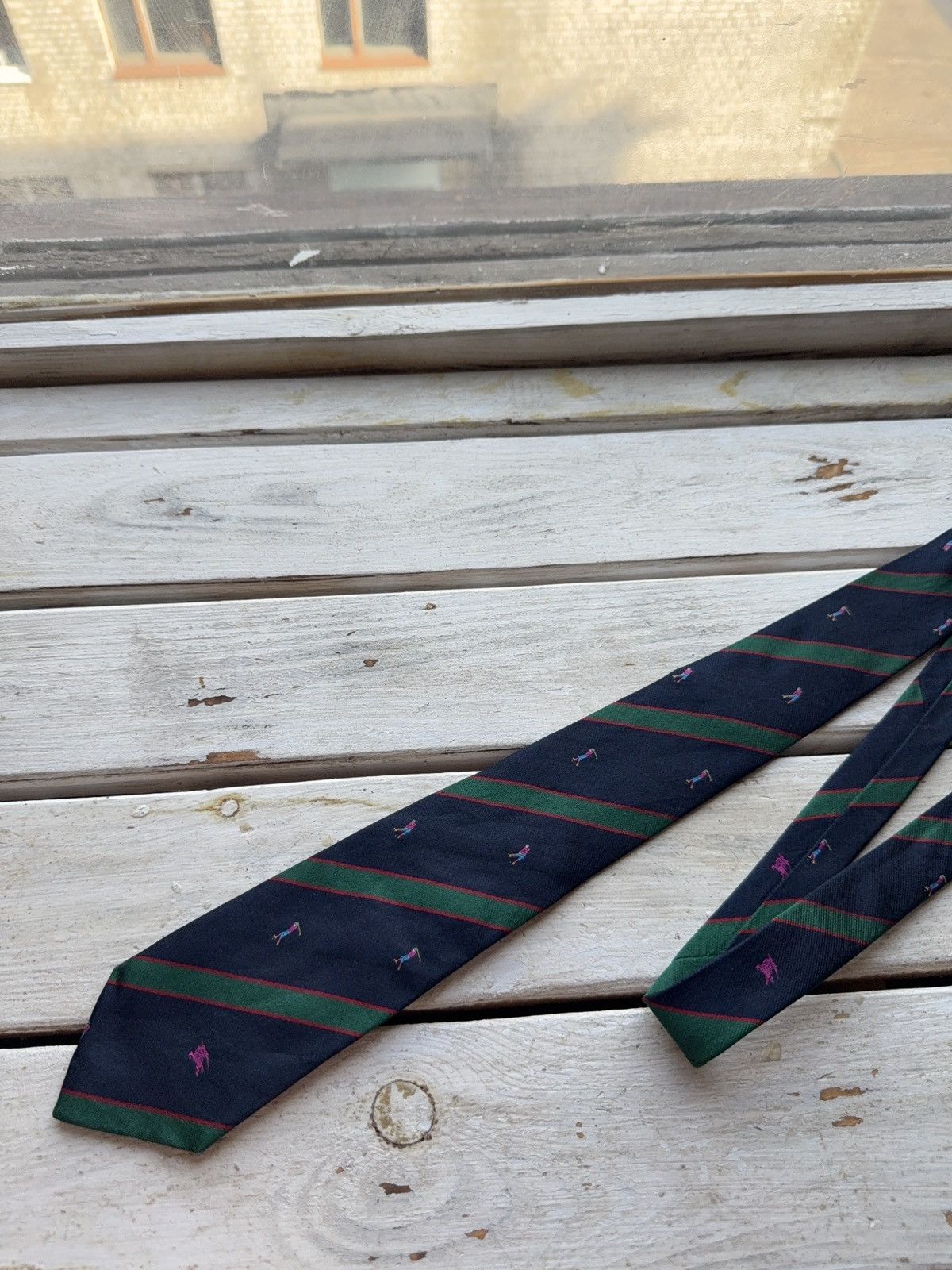 Burberry × Designer × Vintage Burberrys England Golf Motif Silk Tie Stripe VNTG Size ONE SIZE - 2 Thumbnail