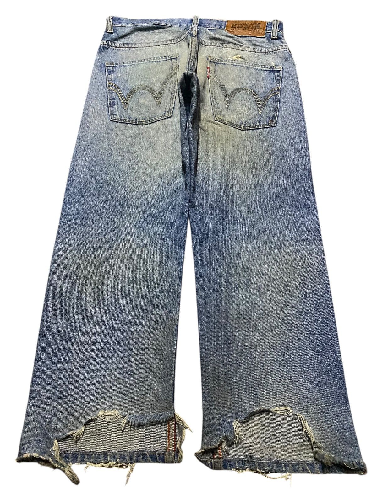 Junya Watanabe Japanese Brand Edwin XV 404 Mud Wash Distressed Baggy Jeans Size US 34 / EU 50 - 2 Thumbnail