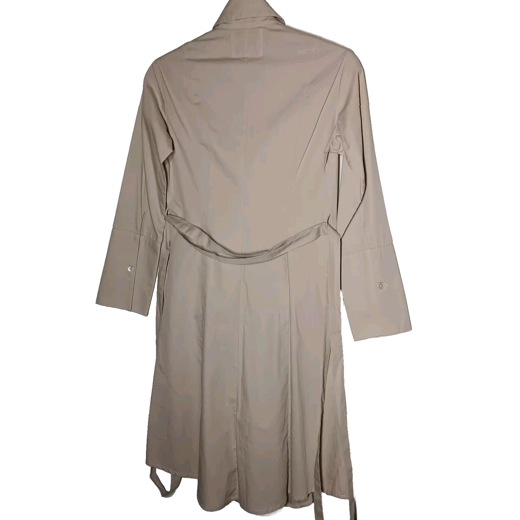 Bell Fine Garments by Bell Shirt Dress Casual Beige 0 Long Sleeve Button Belt Academic Minimalist Womens Dress Size XS / US 0-2 / IT 36-38 - 2 Thumbnail