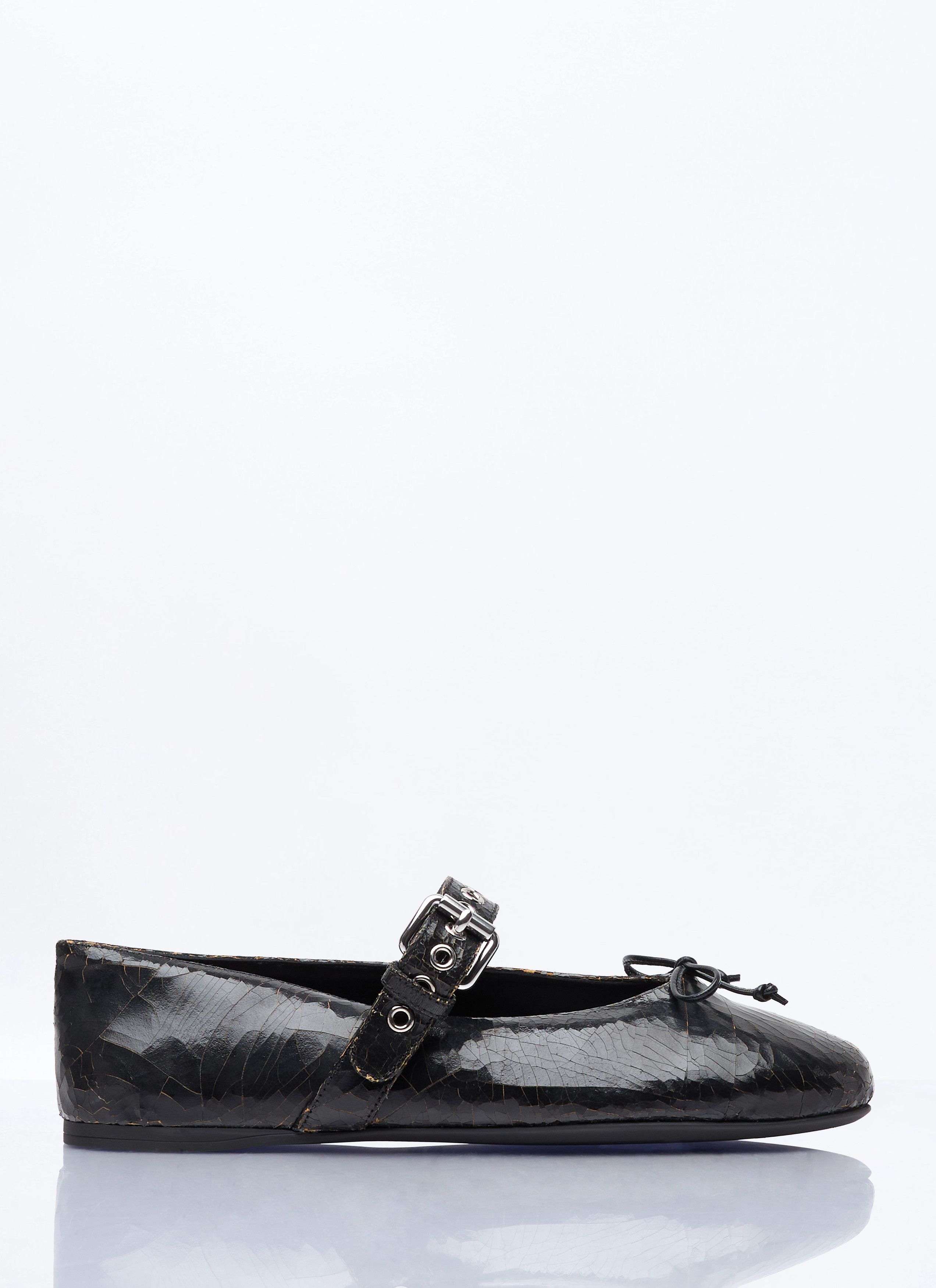 Crackled Leather Ballerina Shoes