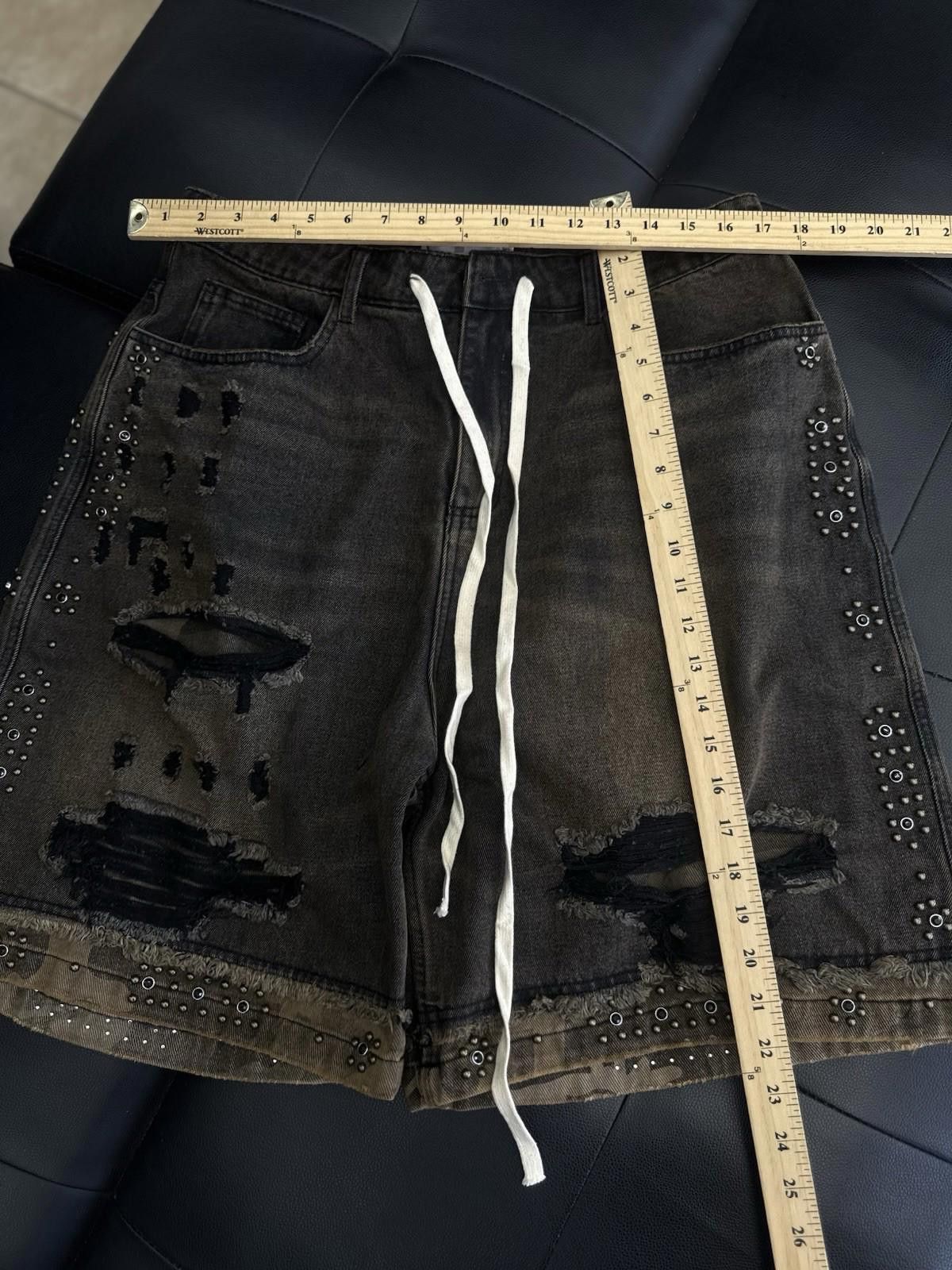 Vale Valley Denim Studded Shorts Size 32 (Brand New) Black/Brown Size US 32 / EU 48 - 5 Thumbnail