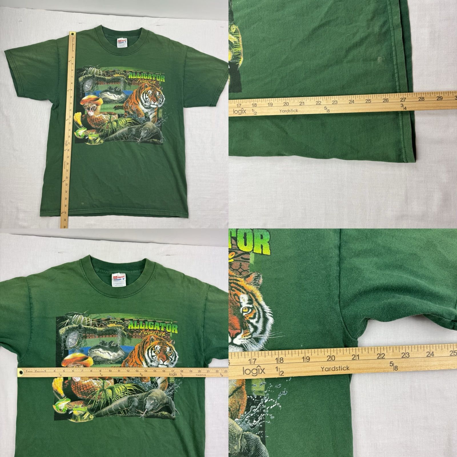 Hanes VINTAGE Hanes T-Shirt Adult Large Green Nature Animals 90s Tigers Shirt Mens Size US L / EU 52-54 / 3 - 8 Thumbnail