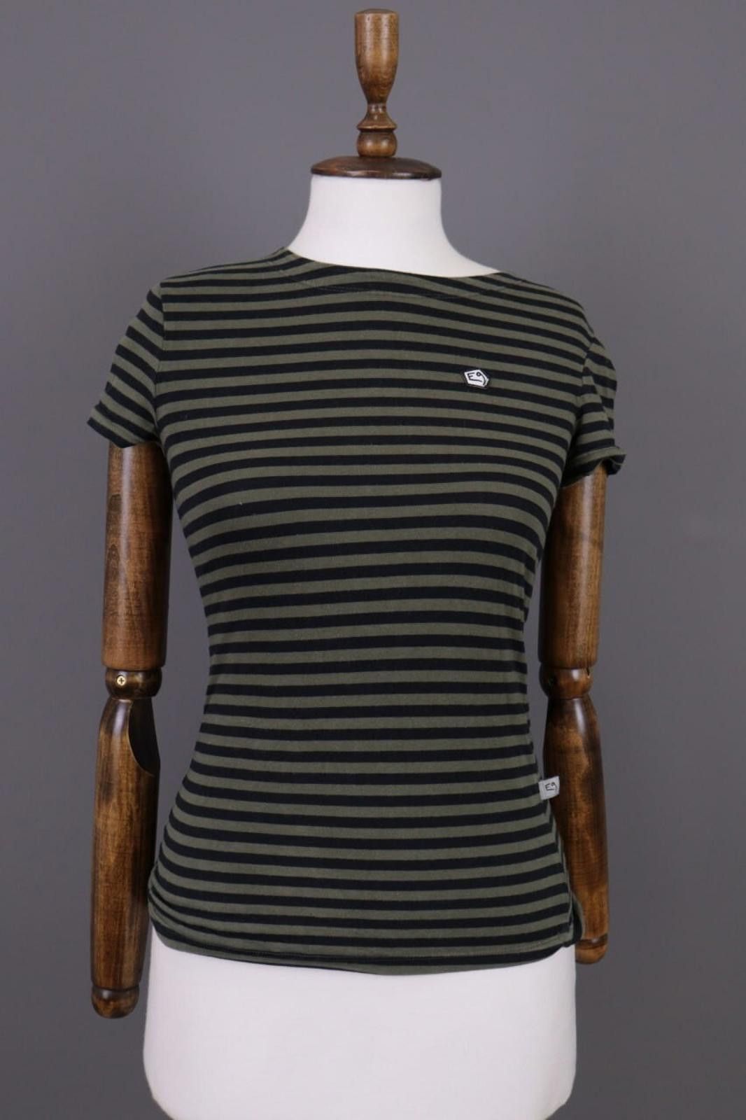 Designer E9 Khaki Striped Short Sleeve Outdoor Climbing Shirt Size M Size M / US 6-8 / IT 42-44 - 1 Thumbnail