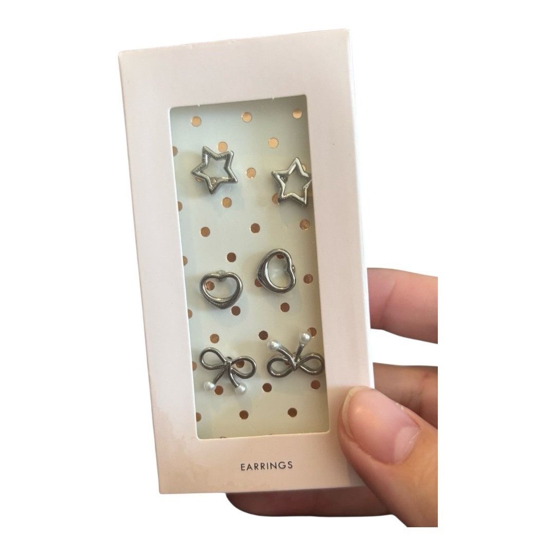 Other Modern Expressions 3‑Pack Silver Earrings Set – Stars, Heart Size ONE SIZE - 1 Preview