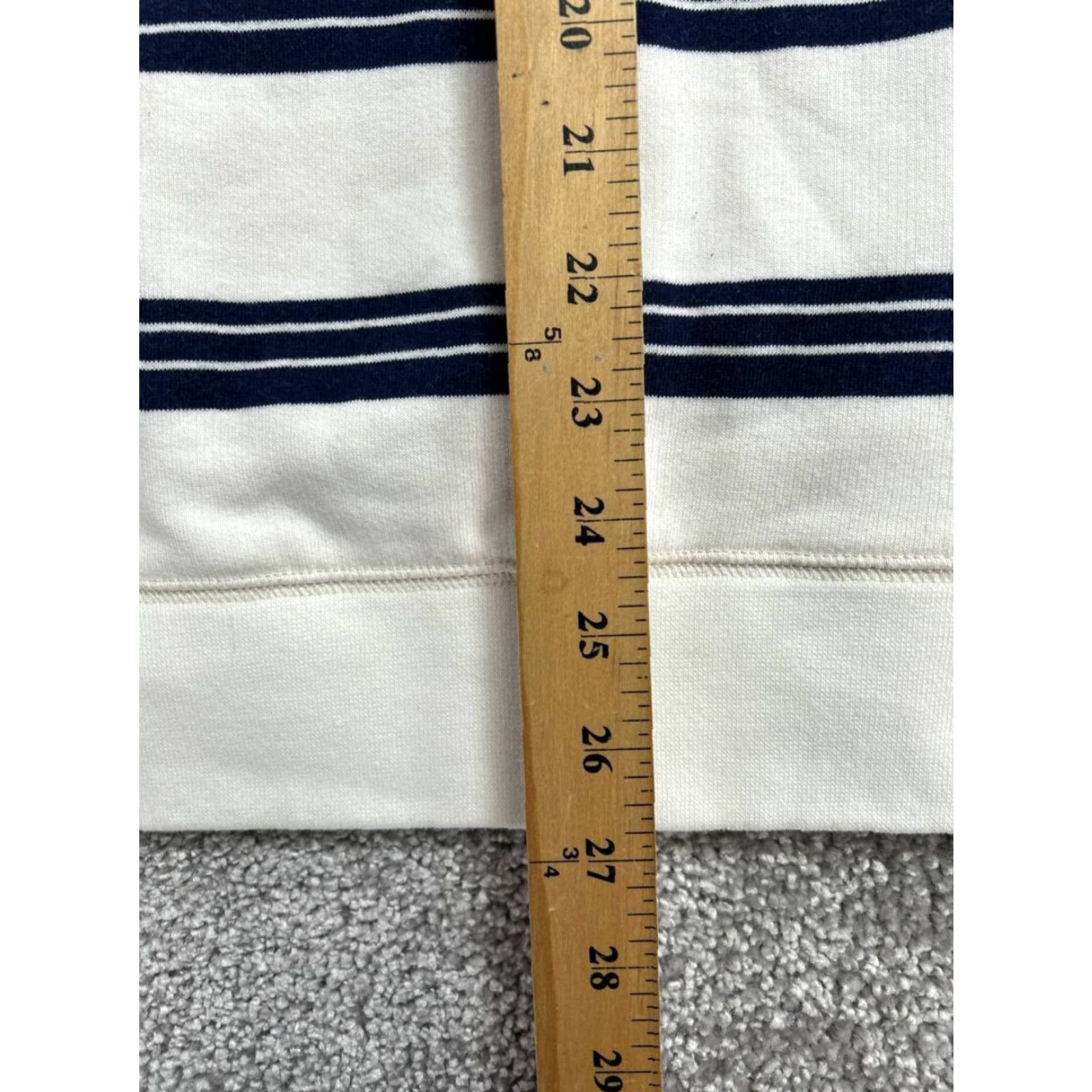 Lands' End Lands' End Rugby Shirt Mens Small Beige Blue Stripes Cotton Ribbed Hem Collared Shirt Polo Casual Knit Breathable Easy Care Zip Size US S / EU 44-46 / 1 - 7 Thumbnail