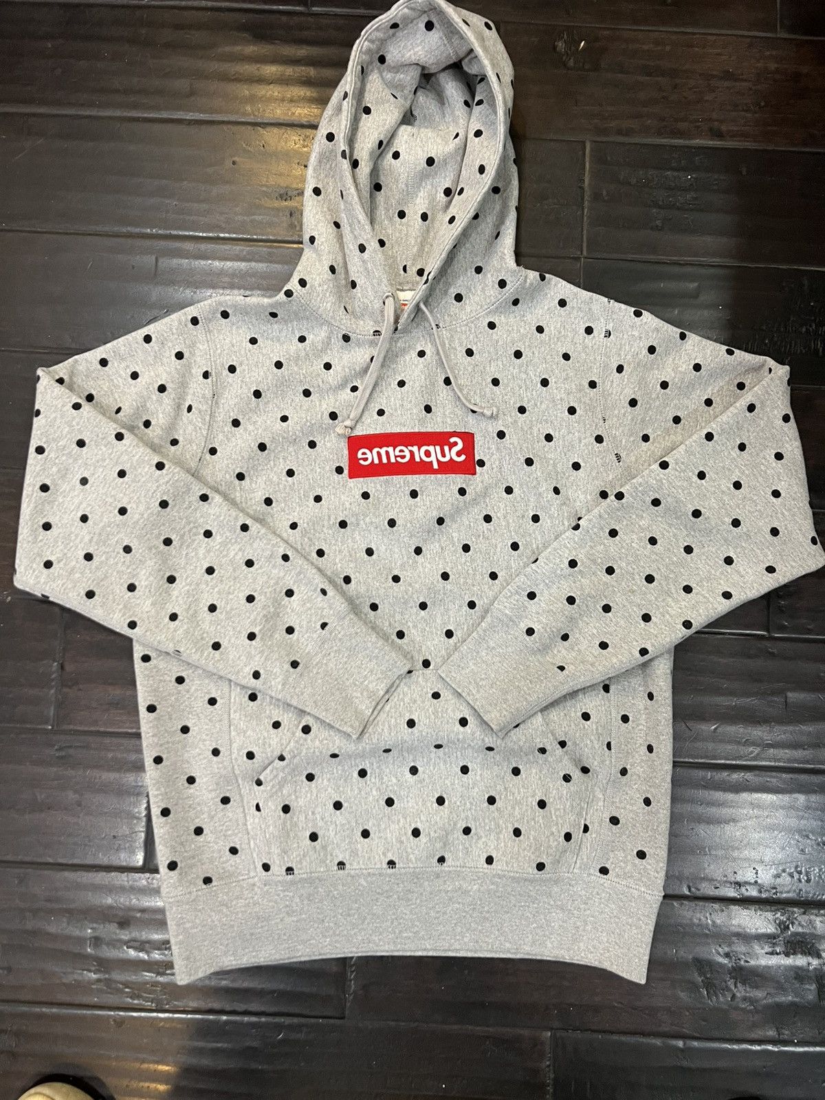 Comme des Garcons Supreme Supreme X CDG Grey Polkadot Box Logo Hoodie Grailed