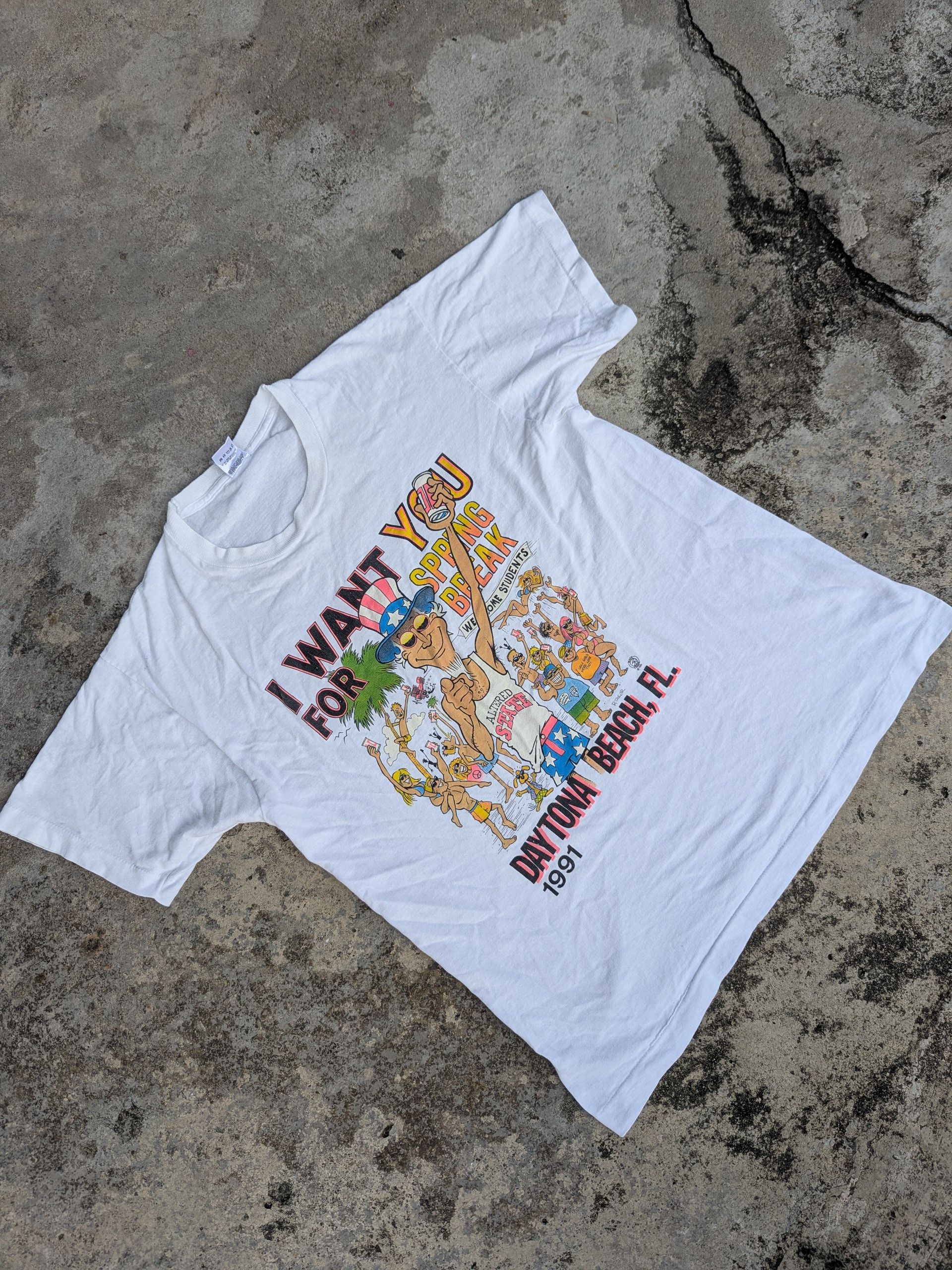 Daytona × Fruit Of The Loom × Vintage Vintage 90s Abraham Lincoln Daytona Beach Summer Party Tee Size US M / EU 48-50 / 2 - 3 Thumbnail