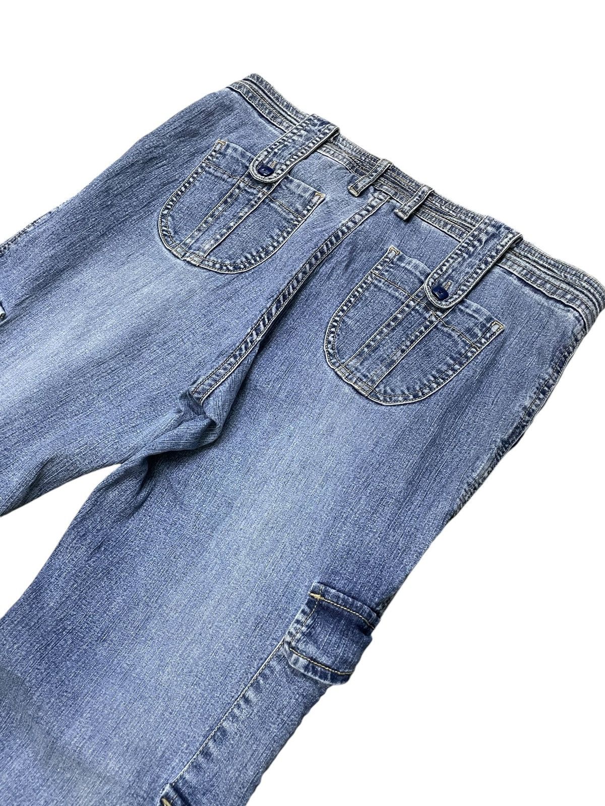 5351 POUR LES HOMMES × Tornado Mart Super Flared Vanilla Star Asymmetrical Cargo Denim Pants Size US 32 / EU 48 - 13 Thumbnail