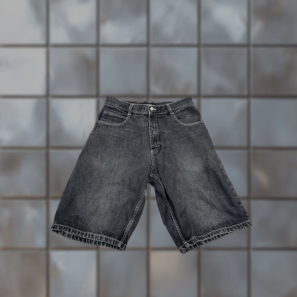 Southpole VINTAGE SouthPole Black Gray Baggy Jeans Shorts 34 Men 5-Pocket Denim Hip Hop 90s Y2K Grunge Belt Loops Cotton Size US 34 / EU 50 - 1 Thumbnail