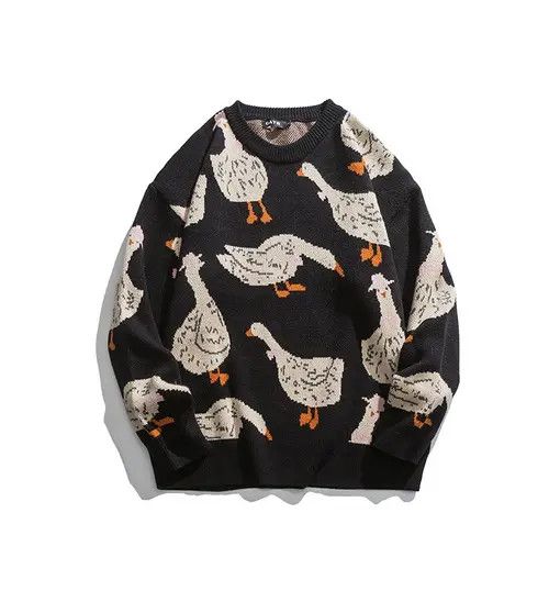 VIBE Black cartoon goose pattern knitted crewneck Size US L / EU 52-54 / 3 - 3 Thumbnail