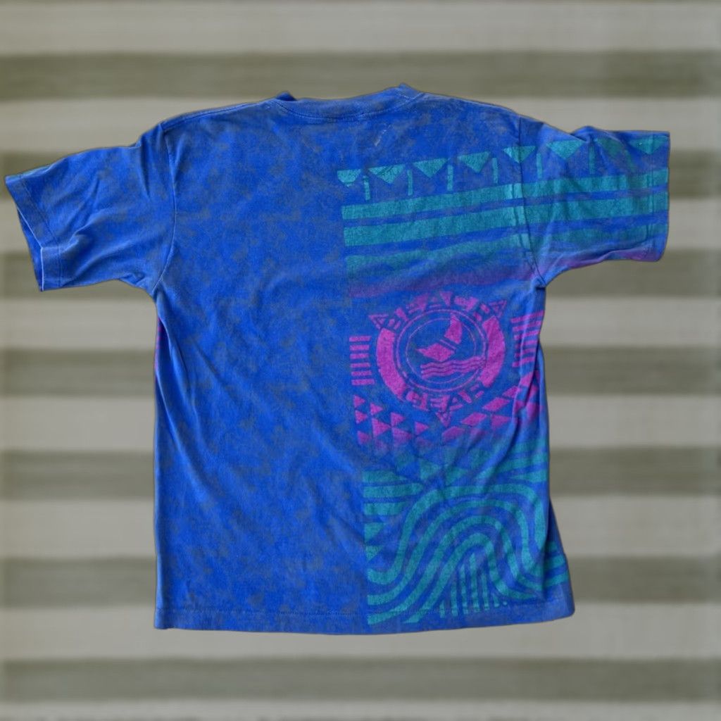 VINTAGE Beach Gear Shirt Large Blue 80s 90s Surf Distressed Unisex Adults T-Shirt