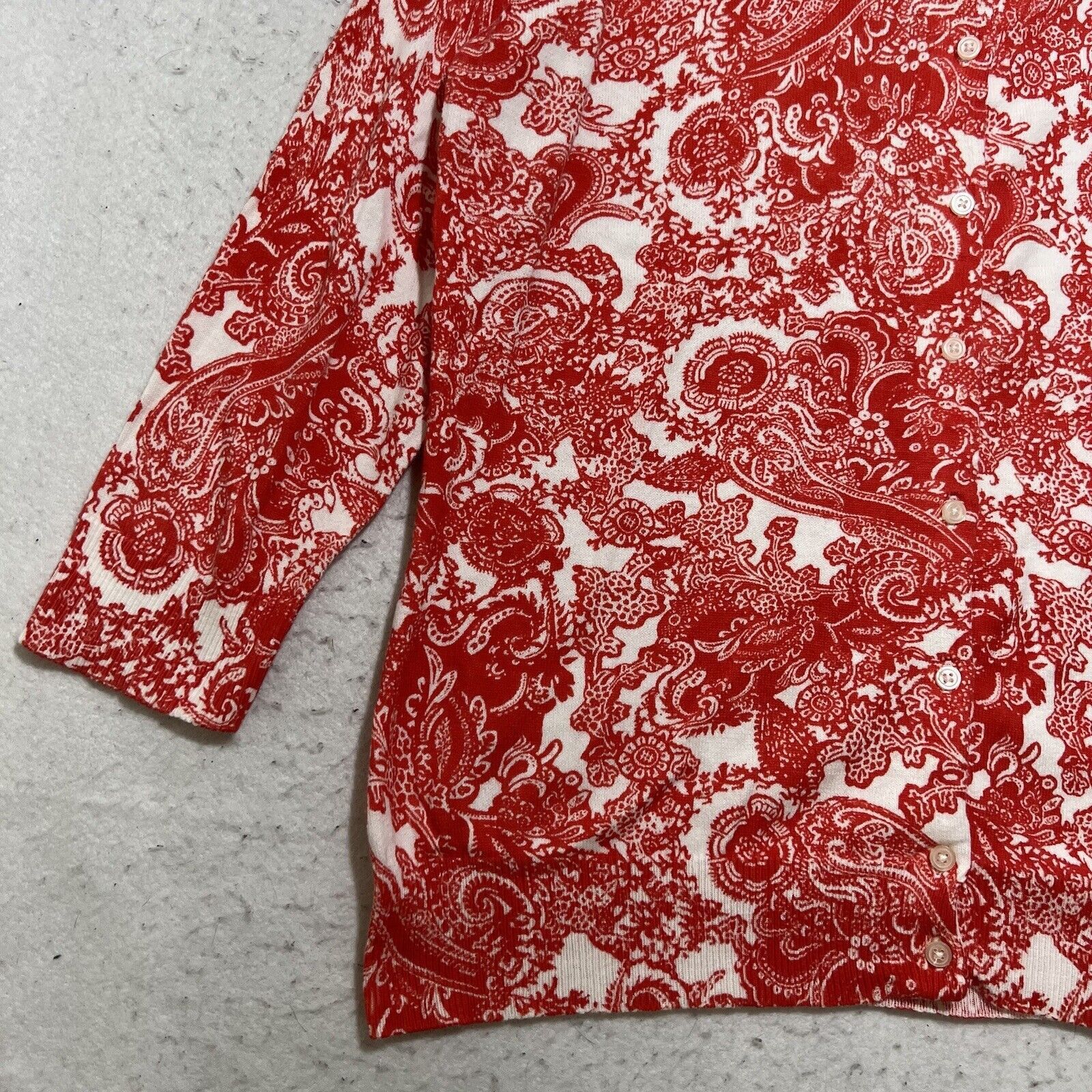 Joe Freshgoods Joe Fresh Button Down Cardigan Paisley 3/4 Sleeve Sweater Size L / US 10 / IT 46 - 5 Thumbnail
