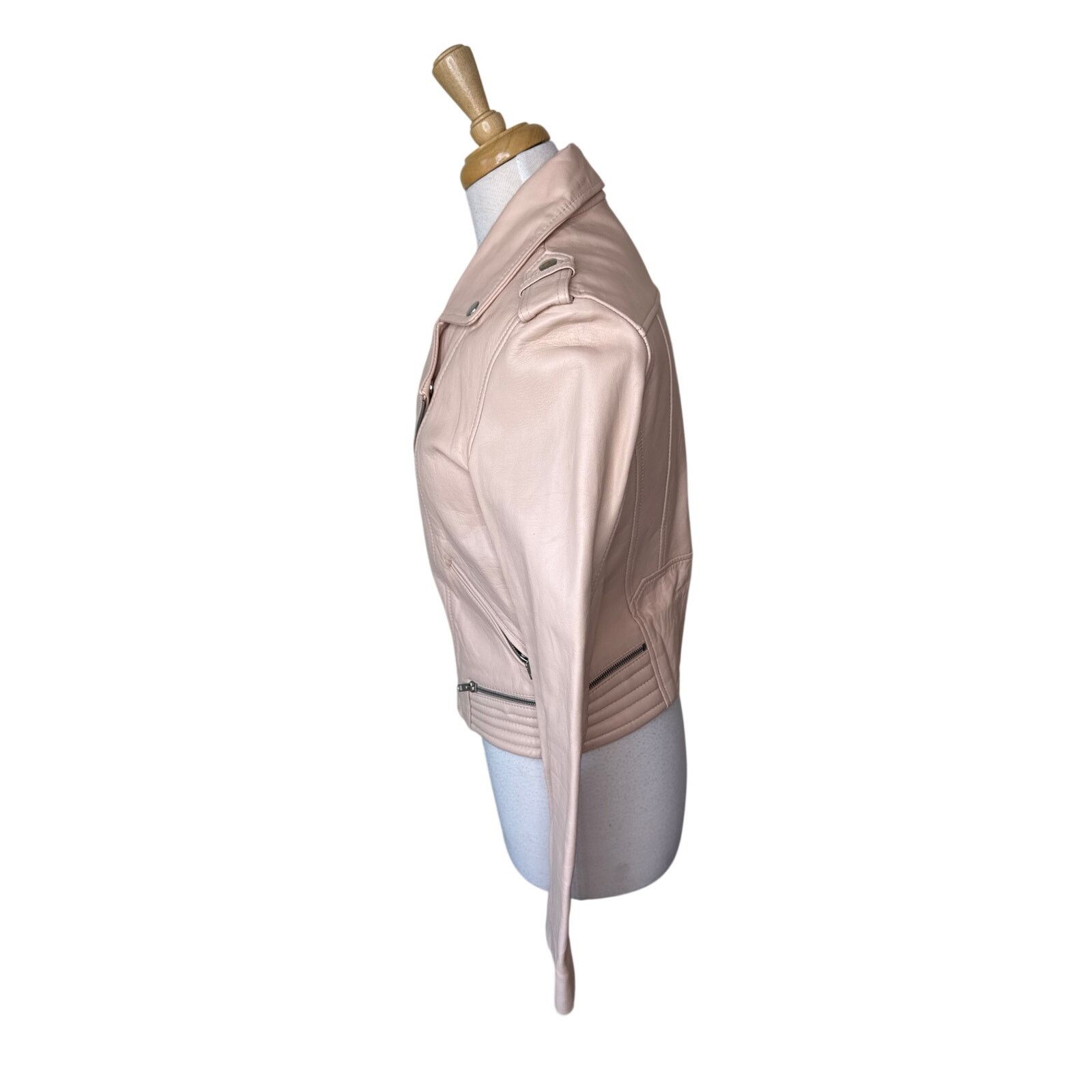 Maje MAJE Leather Moto Jacket Blush Pink Size 40/ Large Size L / US 10 / IT 46 - 2 Thumbnail