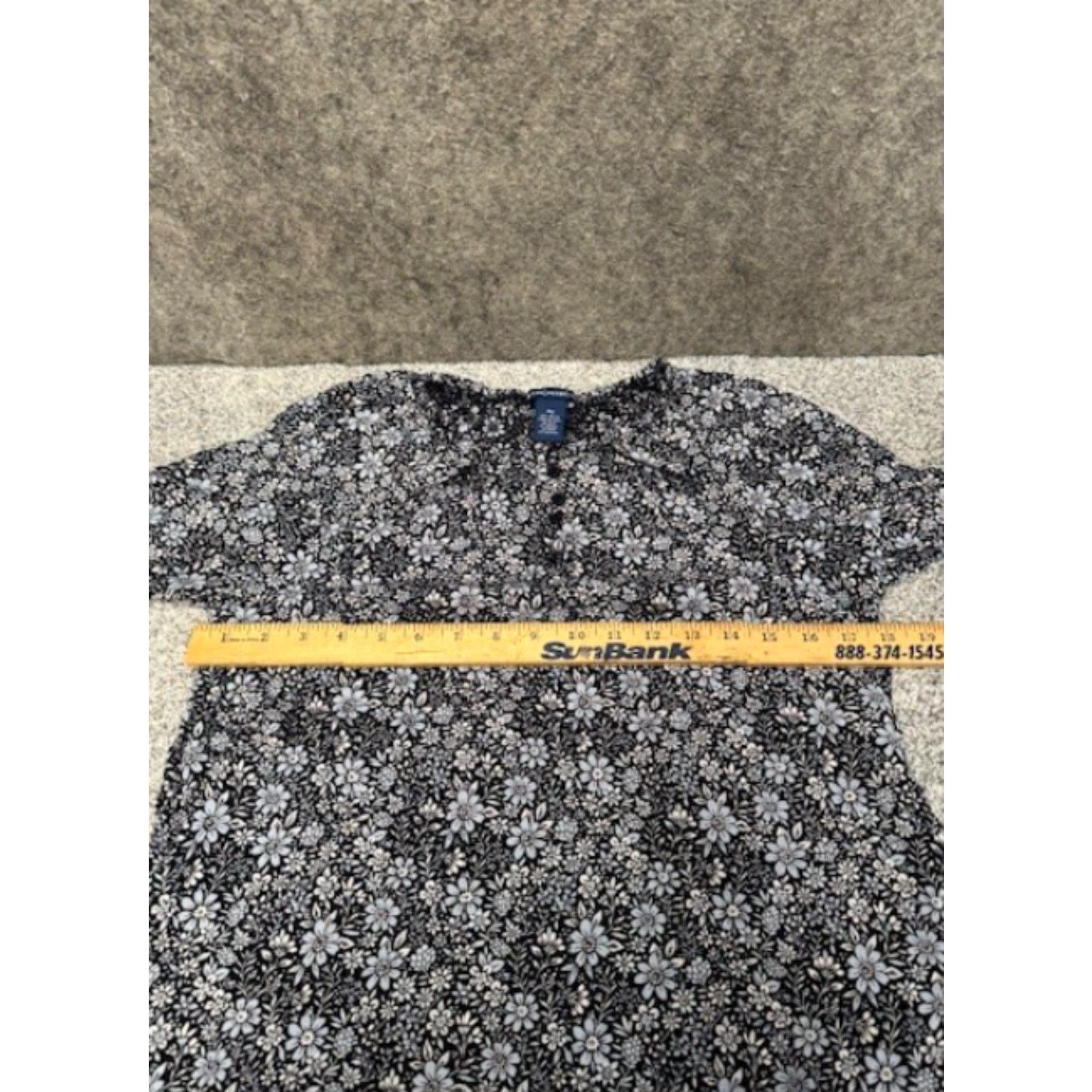 Architect Architect Blouse Womens Petite Medium Floral Black Rayon Grunge Whimsigoth Y2K/Pullover, Casual Travel, Lightweight, Flower, 2000s, Petites, Basic Size M / US 6-8 / IT 42-44 - 7 Thumbnail