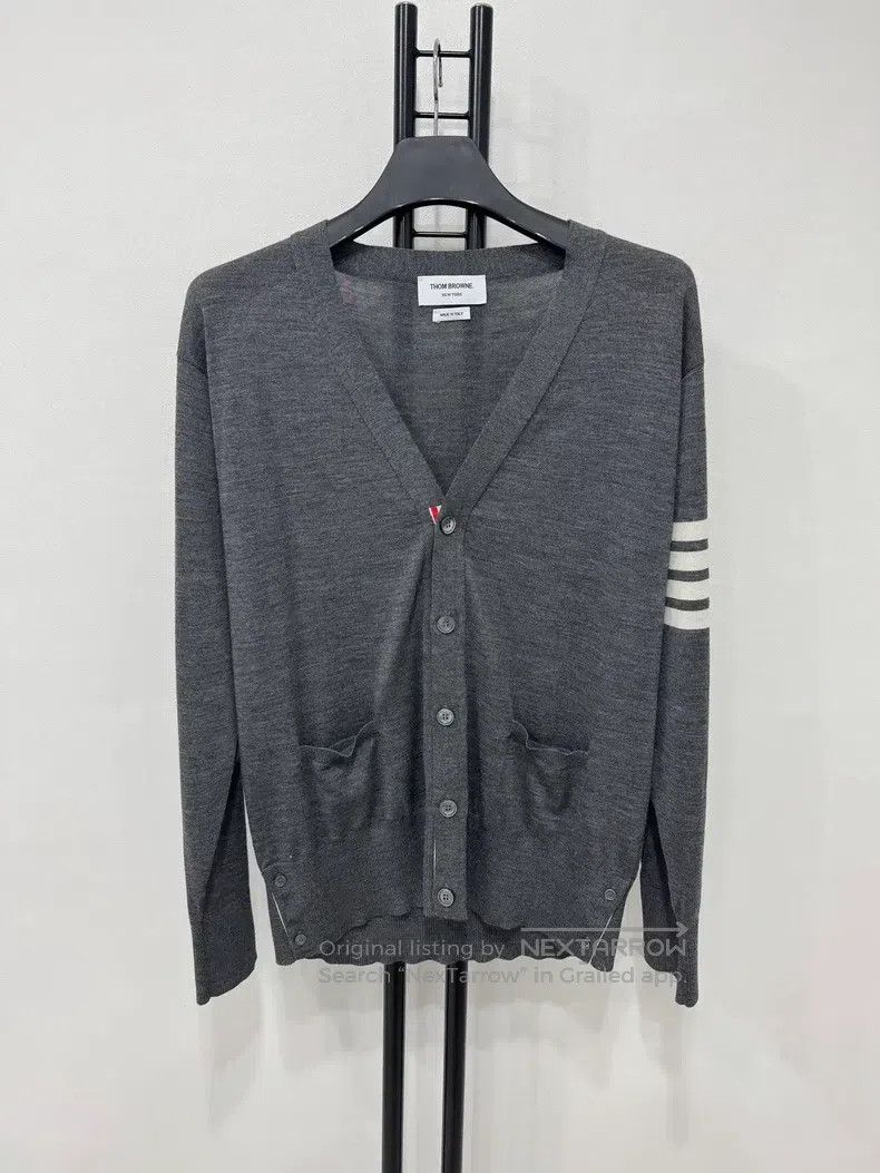 Thom Browne Thom Browne Twill sleeve patch wool cardigan Size US XXL / EU 58 / 5 - 1 Thumbnail
