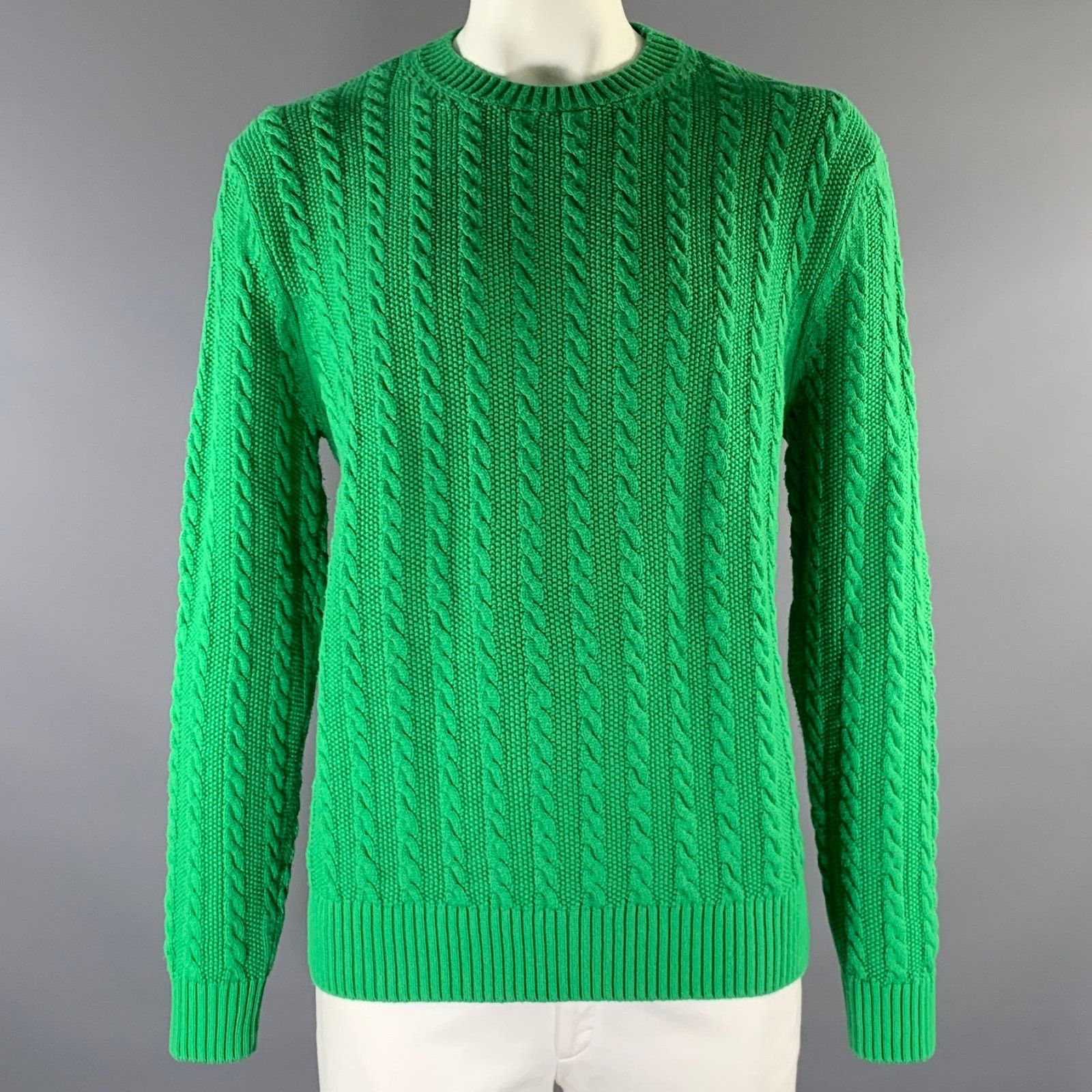 De Fursac FURSAC Size XL Green Knit Wool Blend Cable Knit Sweater Size US XL / EU 56 / 4 - 1 Thumbnail