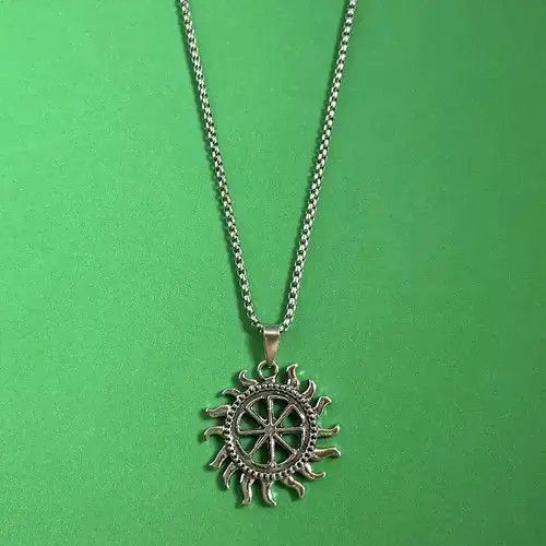 Jewelry Titanium Steel Sun Pendant Necklace For Men Women in Silver