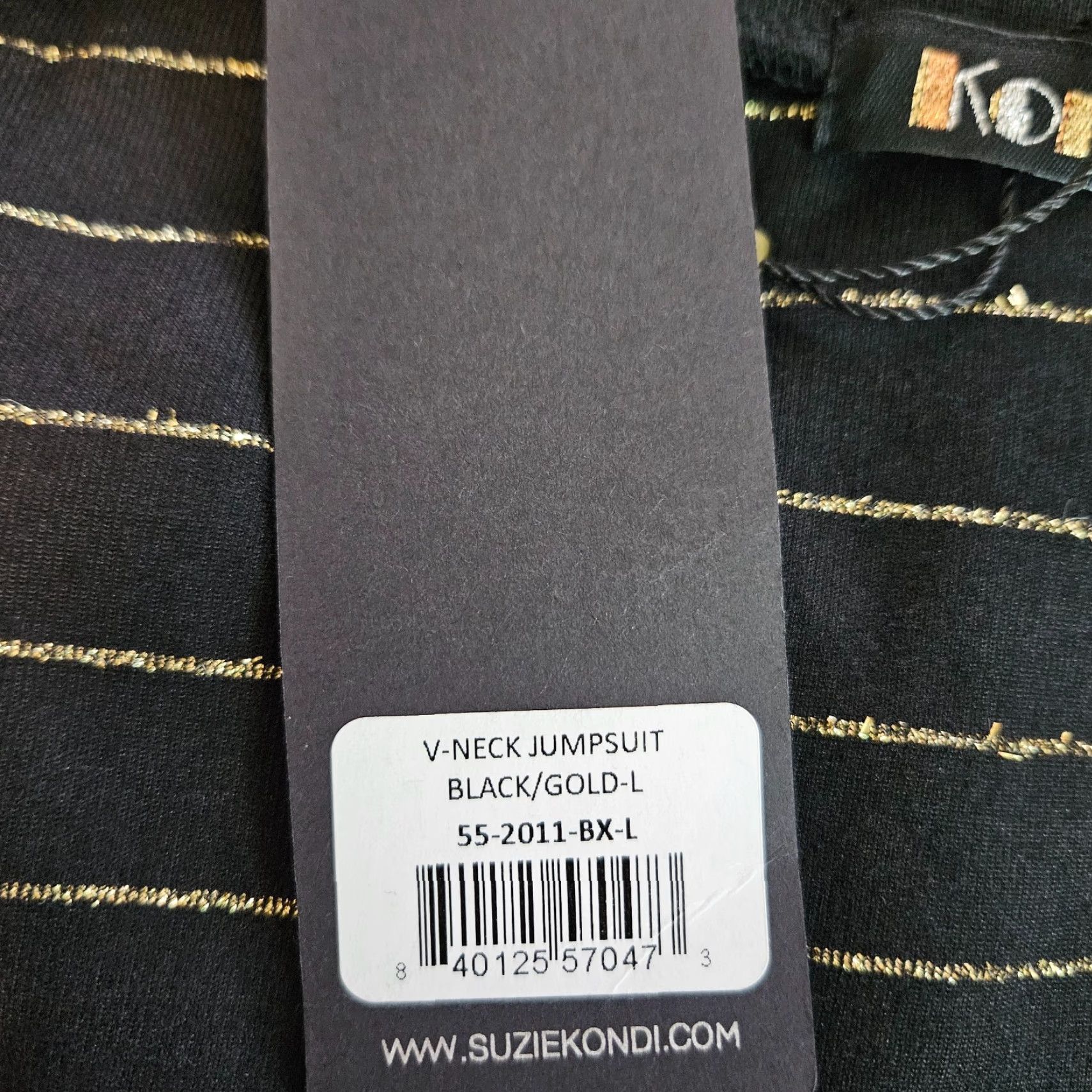 Vintage Suzie Kondi Jumpsuit One-Piece Womens V-Neck Black Gold Striped L Size 36" / US 14 / IT 50 - 6 Thumbnail