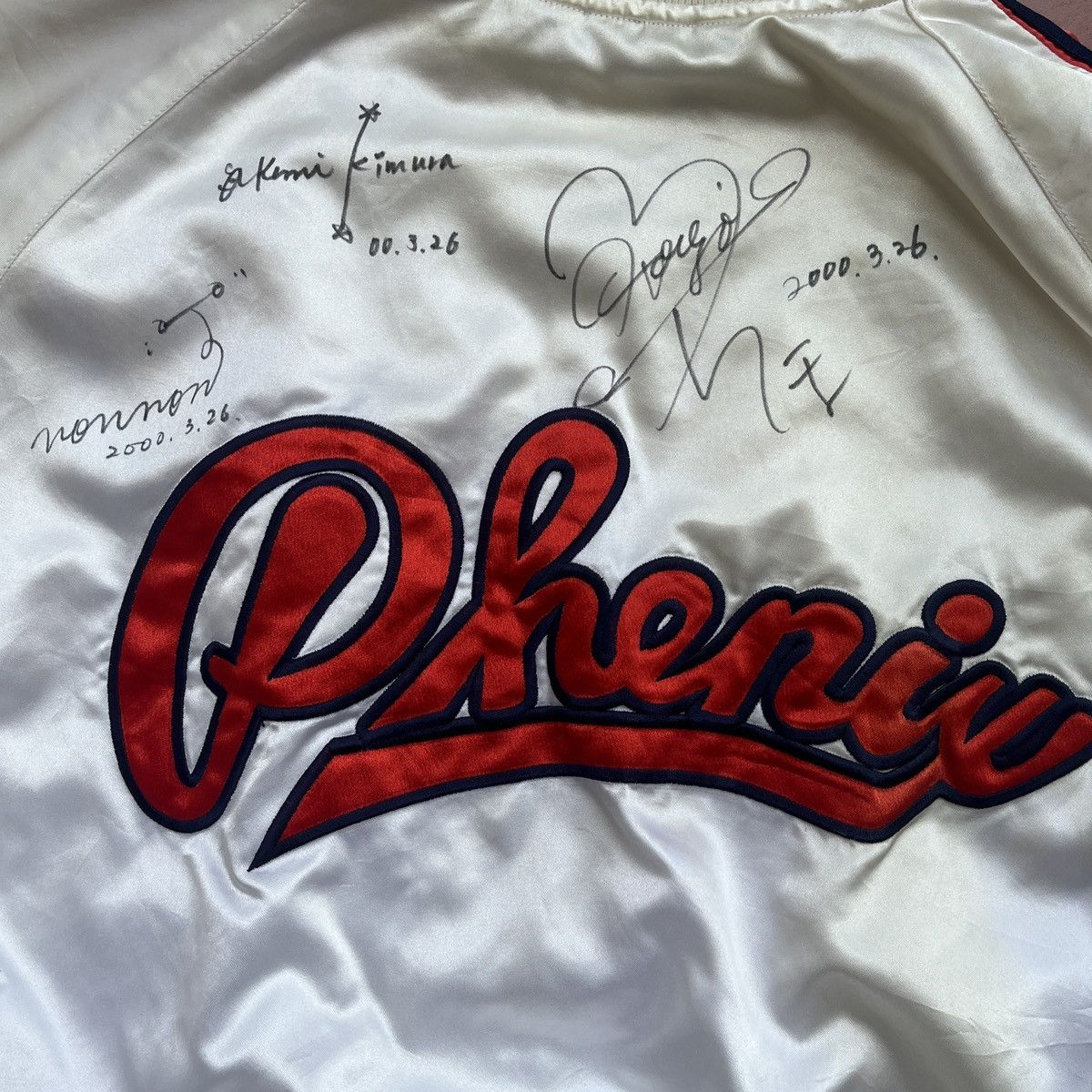 Phenix × Vintage COLLECTOR PHENIX PLAYERS SIGNATURE JAPAN SATIN BOMBER JACKET Size US L / EU 52-54 / 3 - 13 Thumbnail