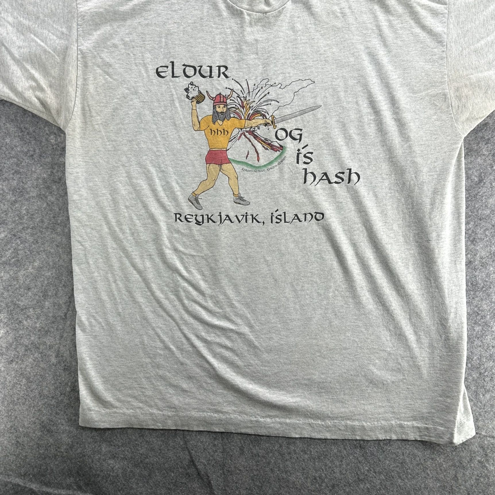 Vintage VINTAGE Hash House Harriers Shirt Mens XL T-Shirt Short Sleeve Gray 90s Reykjavik Iceland Viking Sports Travel Novelty Size US XL / EU 56 / 4 - 2 Thumbnail