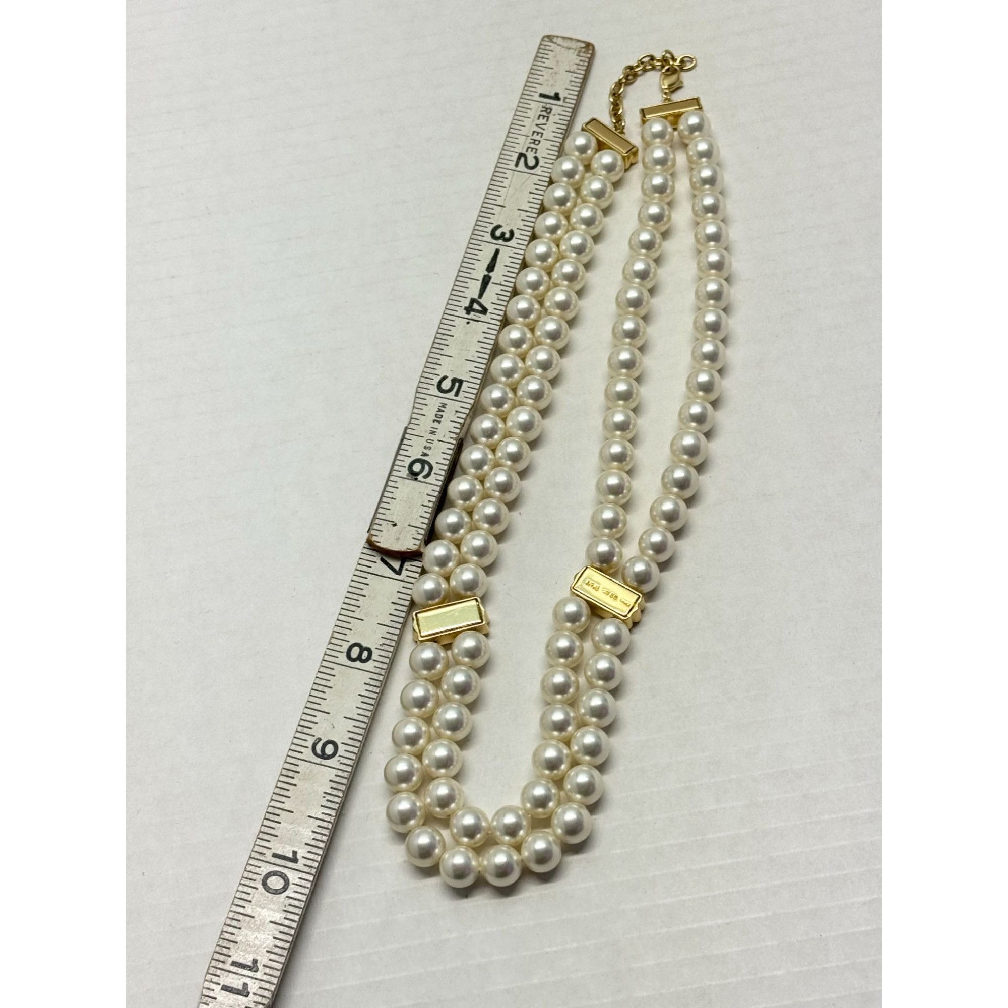Vintage M & N 925 sterling silver faux pearl collar necklace Size ONE SIZE - 7 Thumbnail
