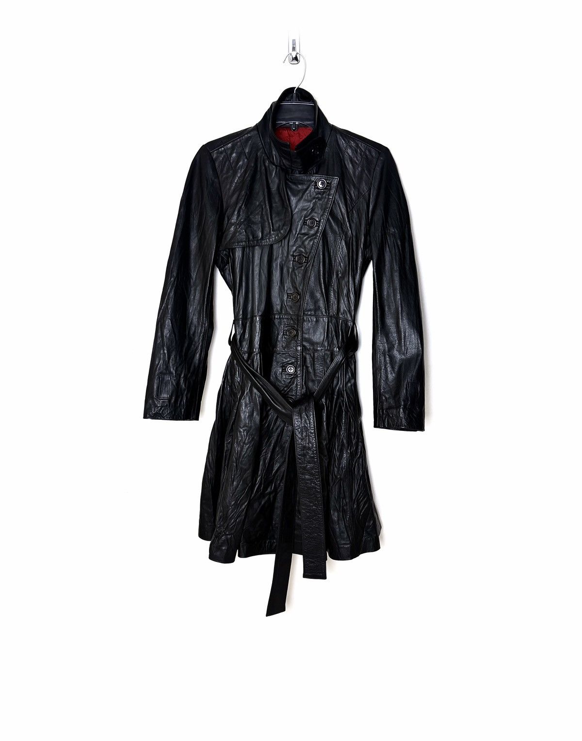 Genuine Leather PRUNE Gothic Vampire Leather Trench Coat Size L / US 10 / IT 46 - 1 Thumbnail