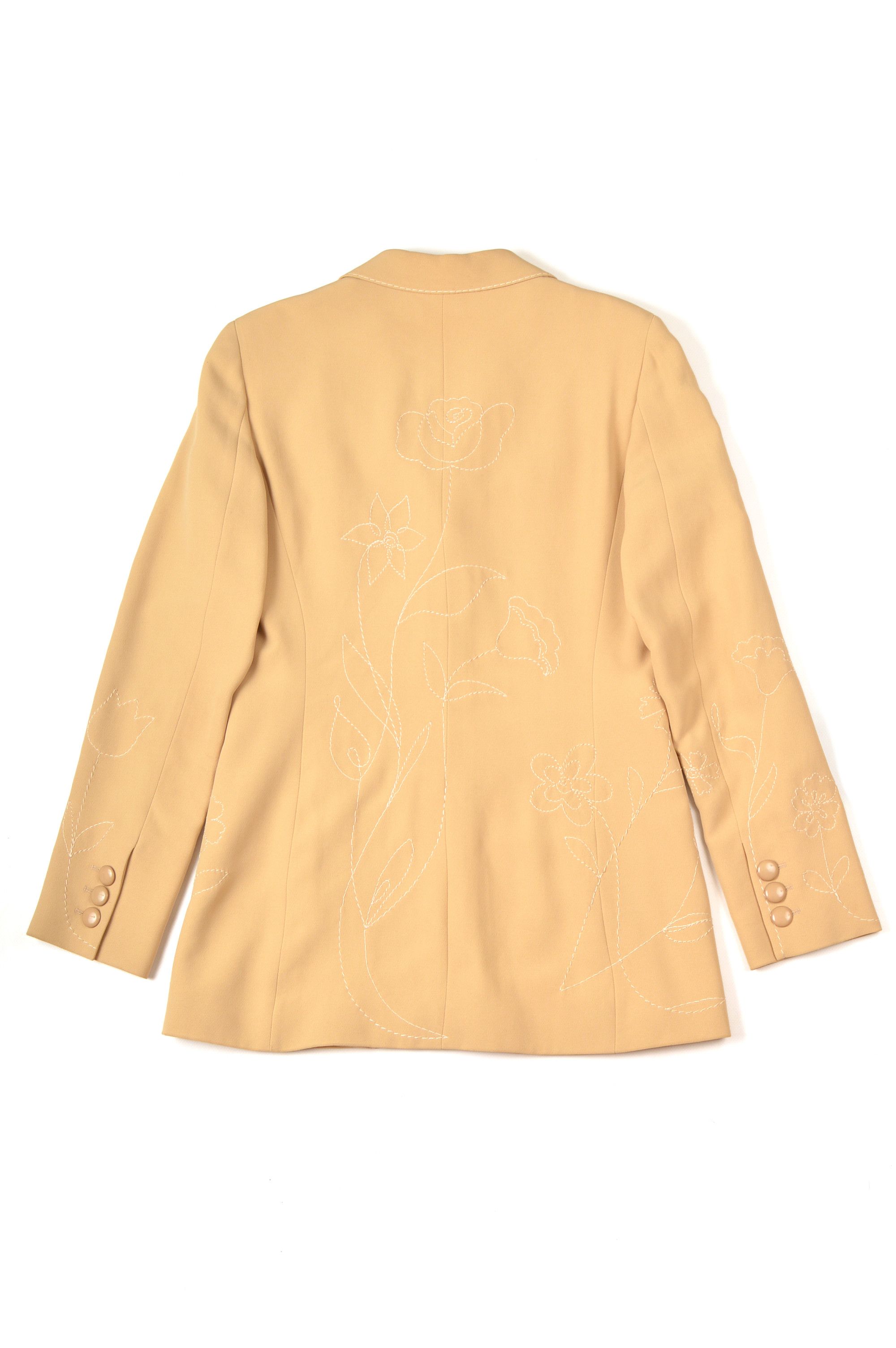Designer × Moschino × Vintage Moschino Couture Vintage Embroidered Flowers Beige Blazer Size L / US 10 / IT 46 - 10 Thumbnail
