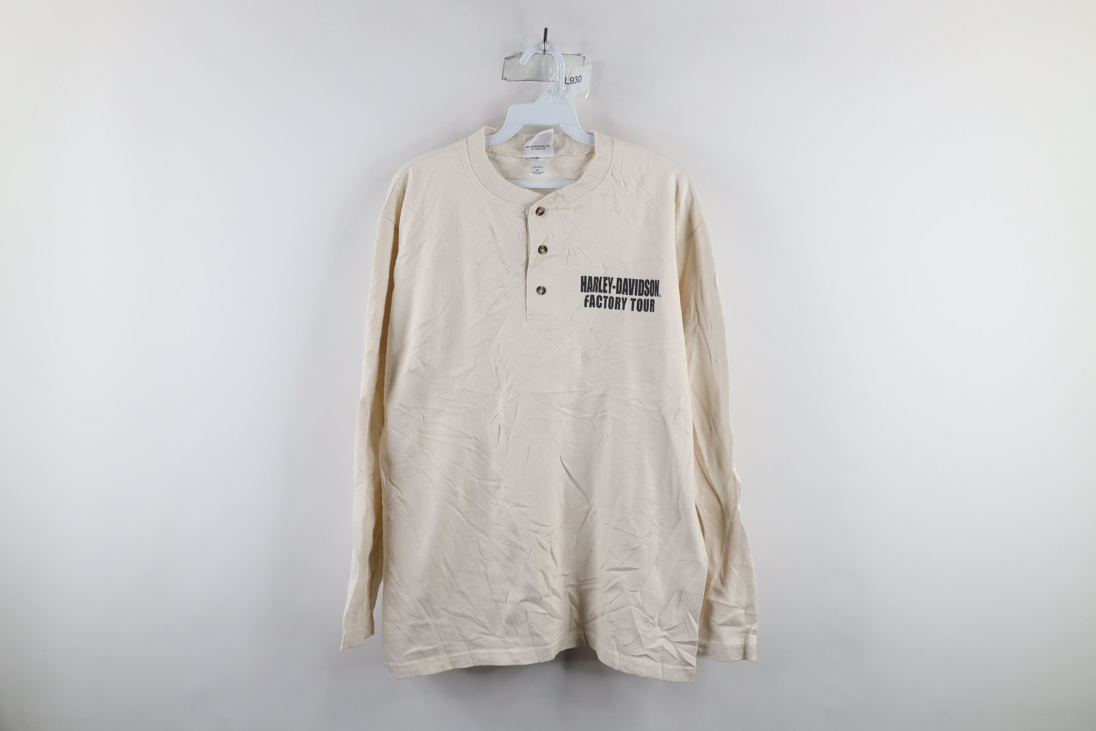 Harley Davidson Vintage Y2K 2004 Harley Davidson Tour Ribbed Knit T-Shirt Size US M / EU 48-50 / 2 - 1 Thumbnail