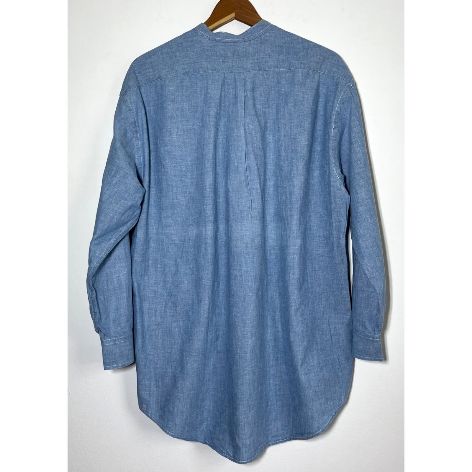 Ralph Lauren VINTAGE Ralph Lauren Country Shirt Mens 90s Long Sleeve Blue Cotton Chambray Large Size US L / EU 52-54 / 3 - 2 Thumbnail