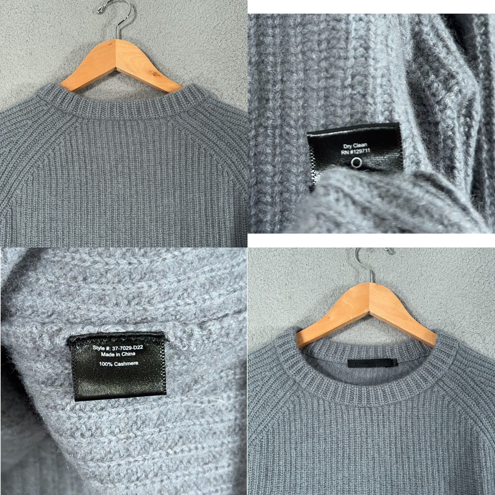 Vintage Jenni Kayne 100% Cashmere Fisherman Sweater Womens Large Gray Mock Neck Pullover Size L / US 10 / IT 46 - 8 Thumbnail