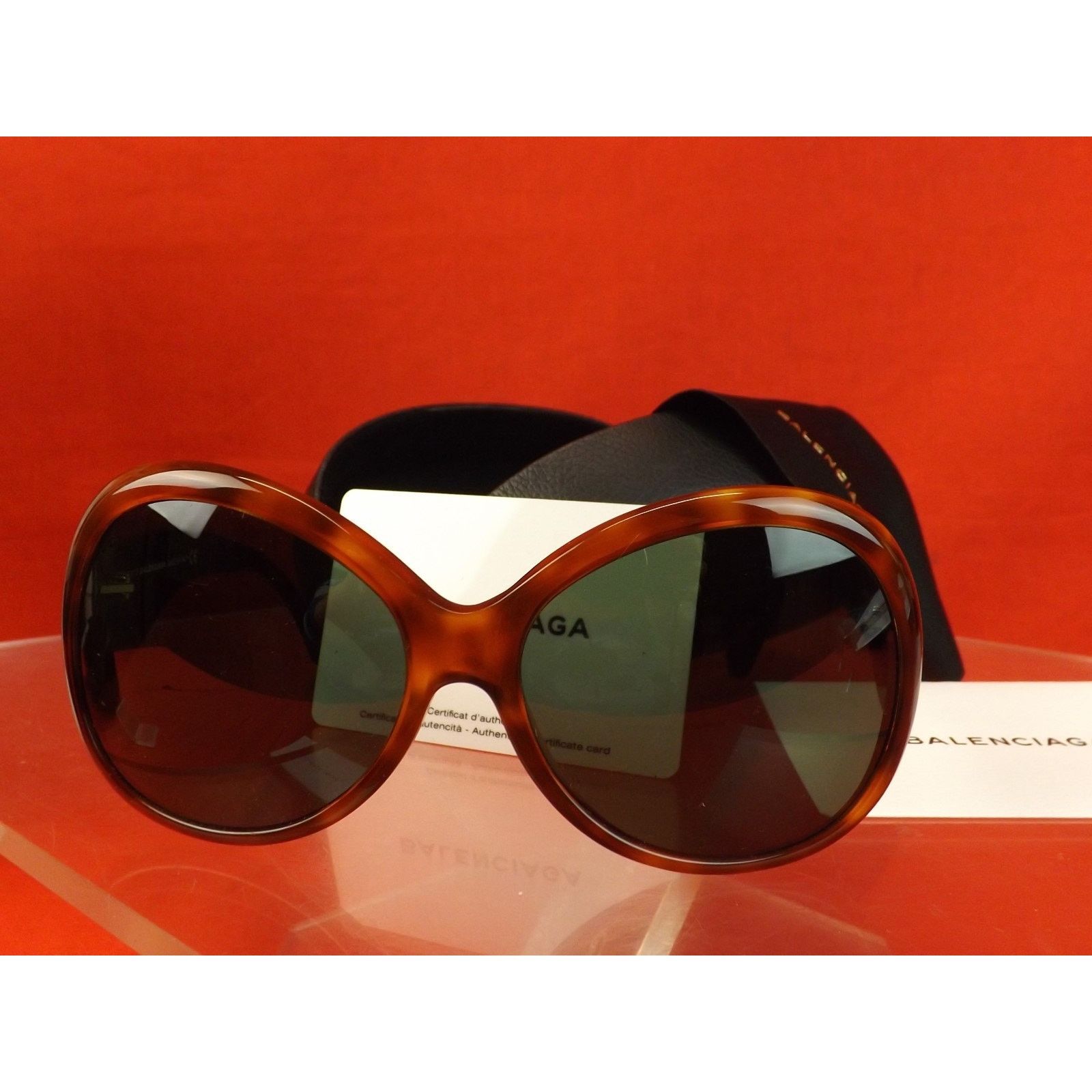 Balenciaga BALENCIAGA HAVANA PLASTIC FRAME OVERSIZED SUNGLASSES $495 IT Size ONE SIZE - 11 Thumbnail