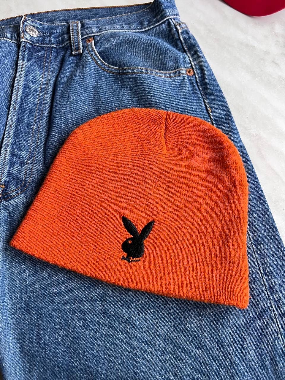 Playboy Vintage Playboy Magazine Beanie Hat Orange Bunny Black Y2K Size ONE SIZE - 1 Thumbnail