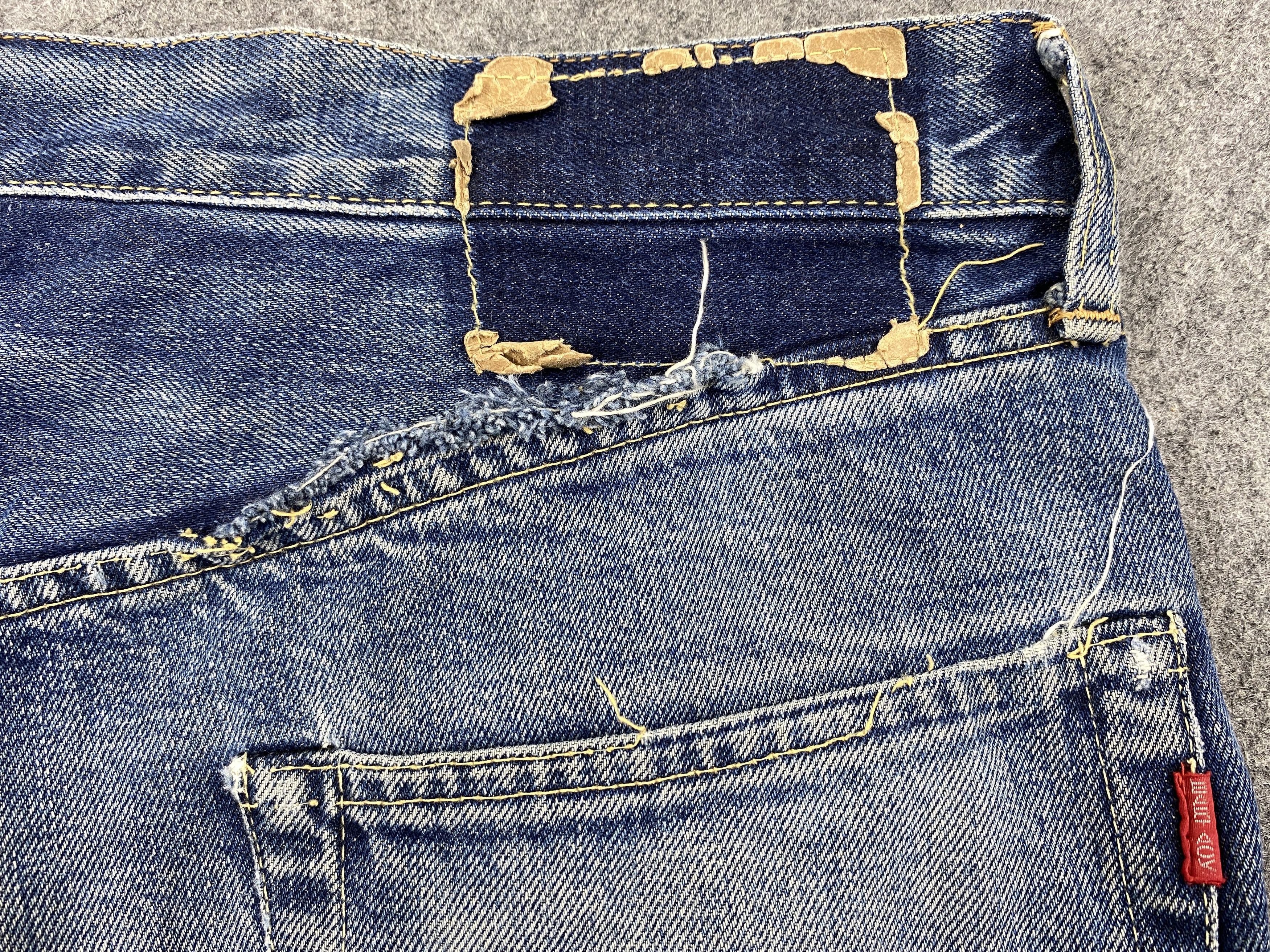 Japanese Brand Redline Distressed Blue Vintage Bartack 36x28.5 Denim JN1338 Size US 36 / EU 52 - 9 Thumbnail