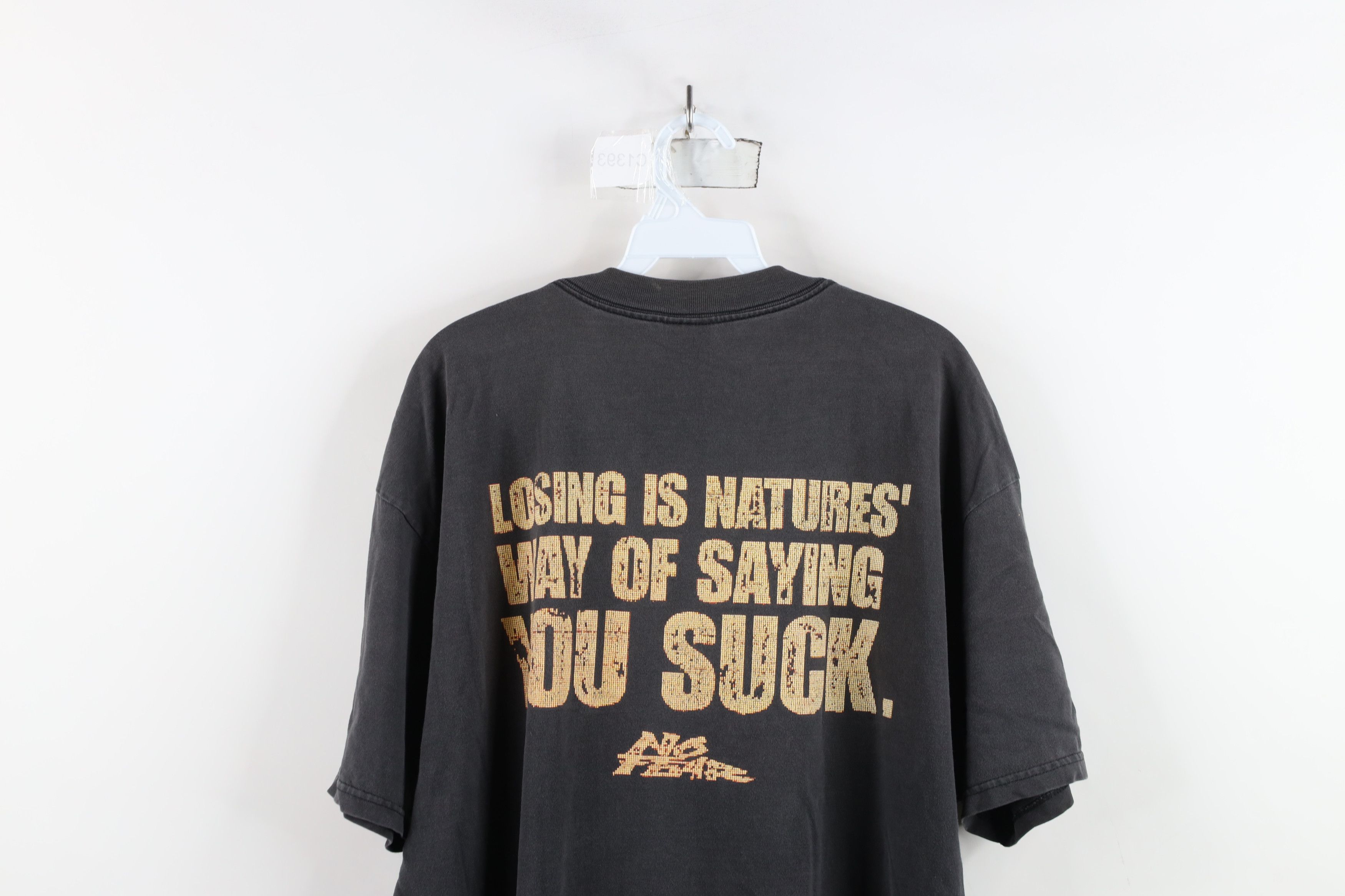 Vintage Vintage 90s No Fear Spell Out You Suck Racing T-Shirt Black Size US XL / EU 56 / 4 - 13 Thumbnail